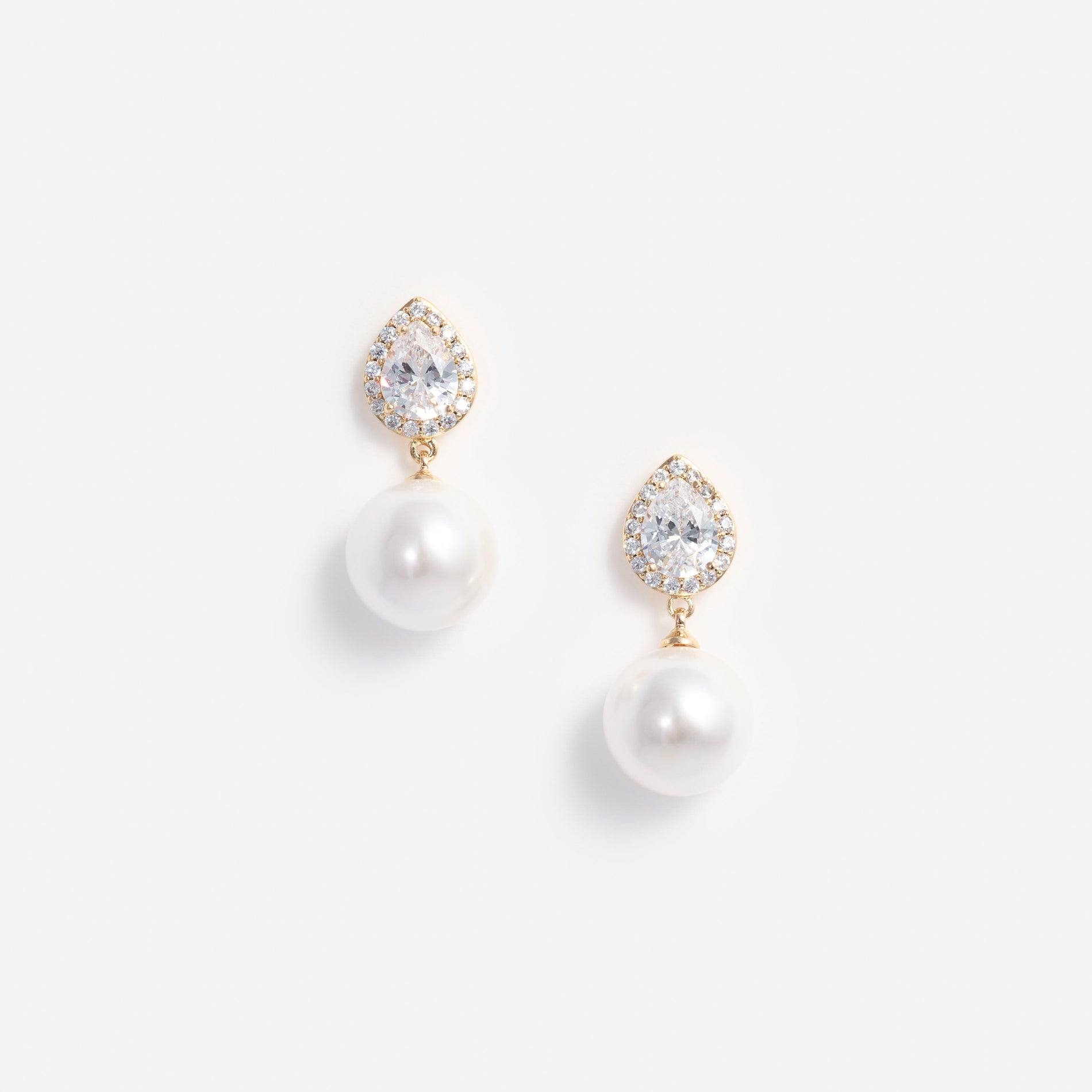 Gold Crystal Pearl Drop Earrings