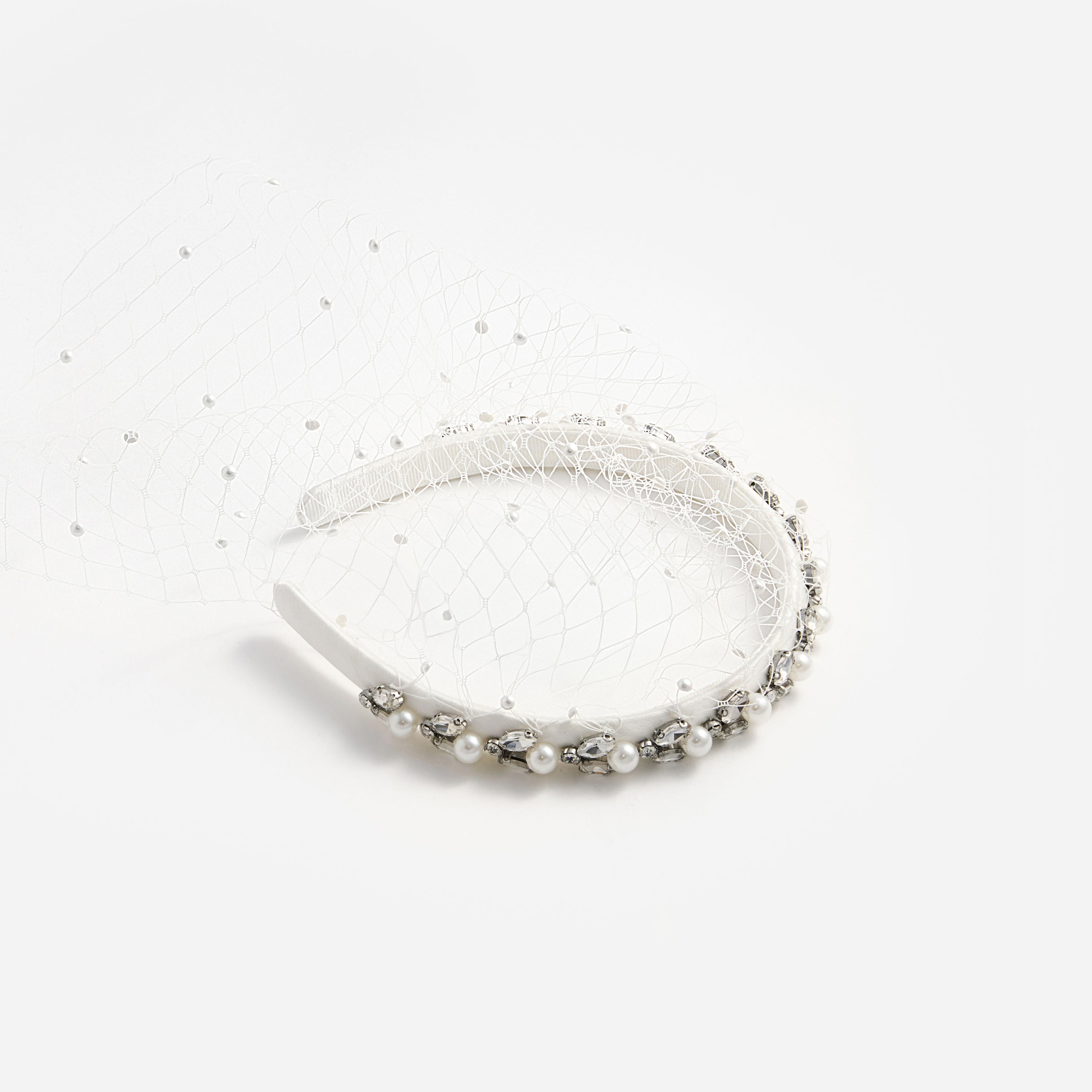 Pearl Embellished Veil Headband