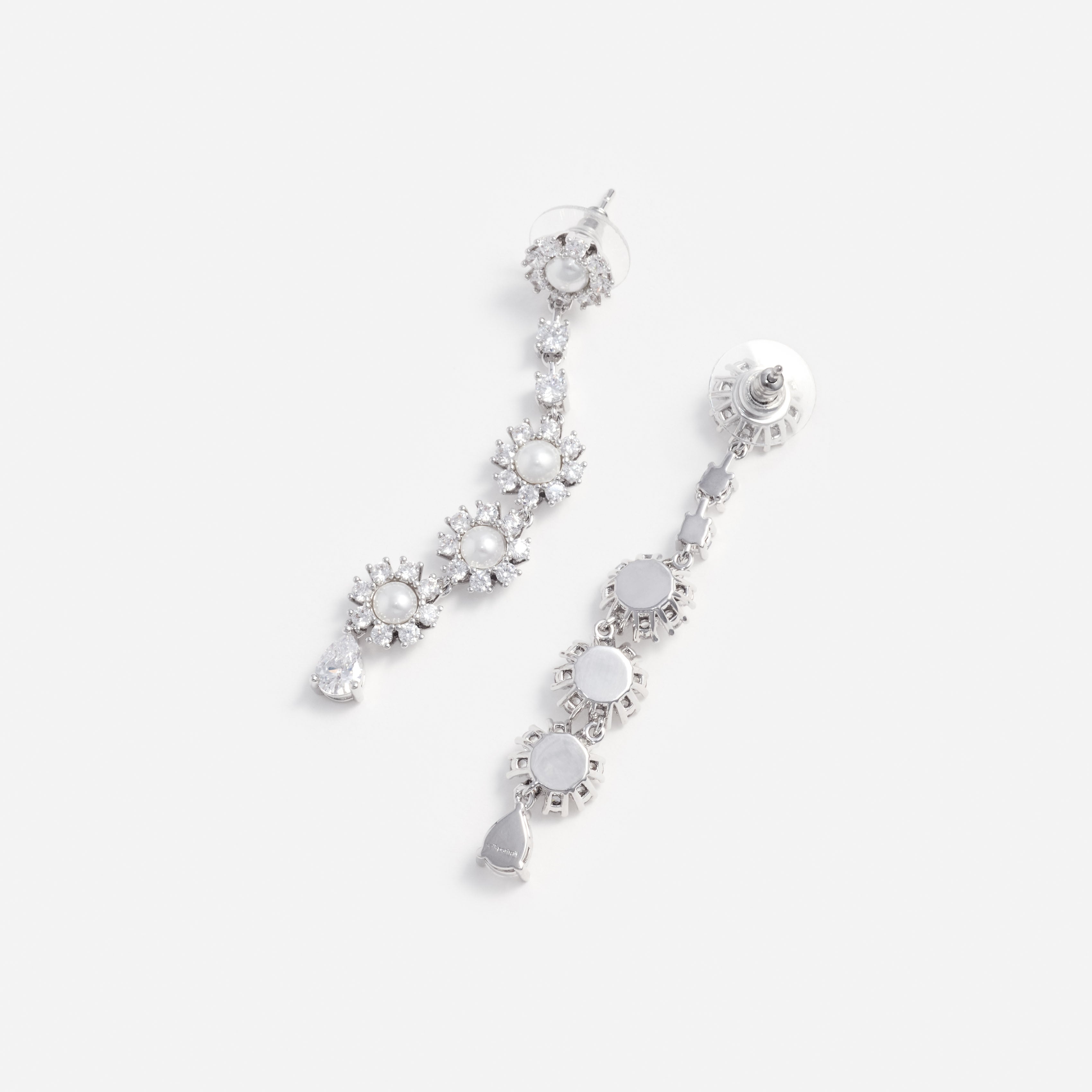 Crystal Pearl Tiered Drop Earrings