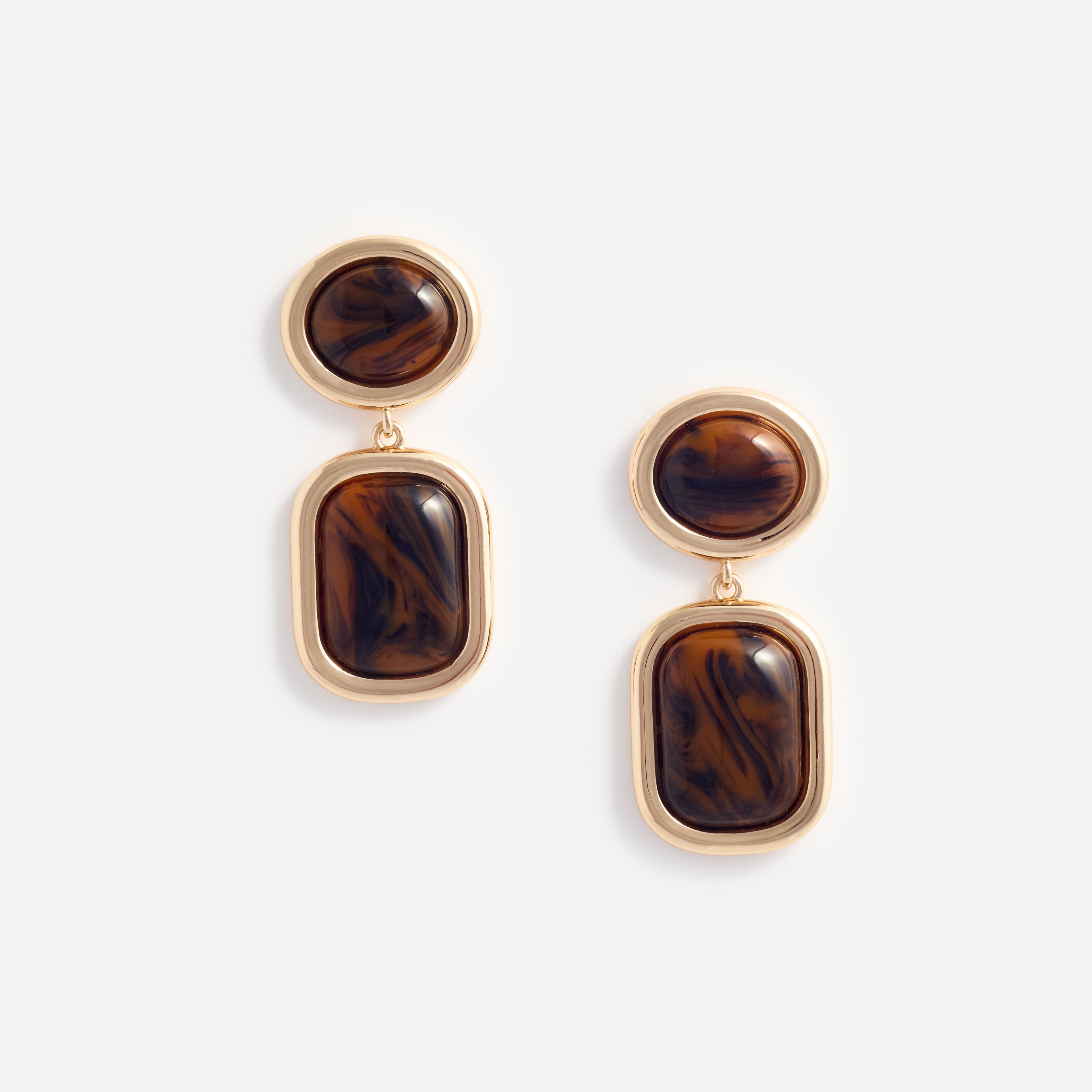 self-portrait - Brown Enamel Gold Tiered Earrings