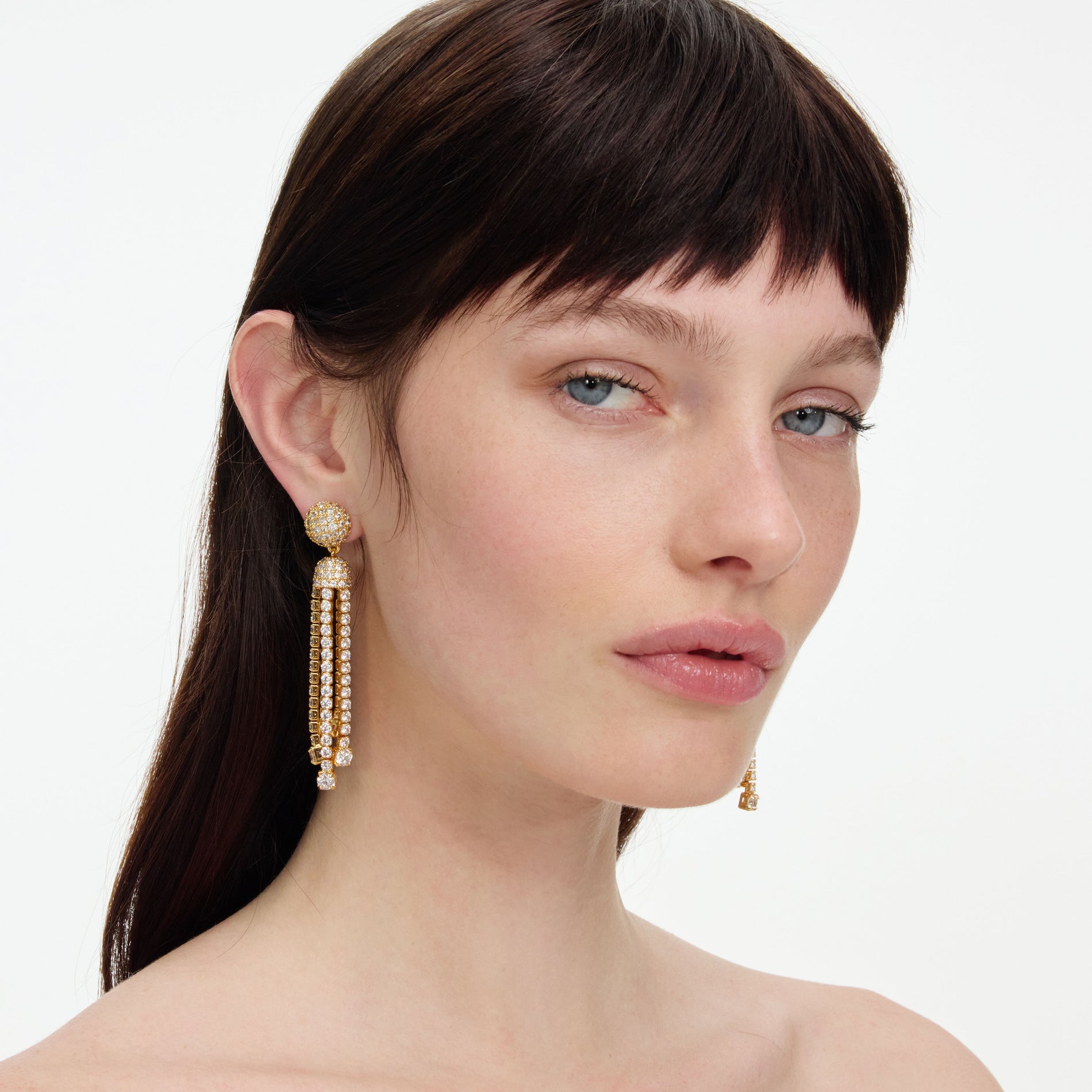 Gold Crystal Cluster Tiered Earrings