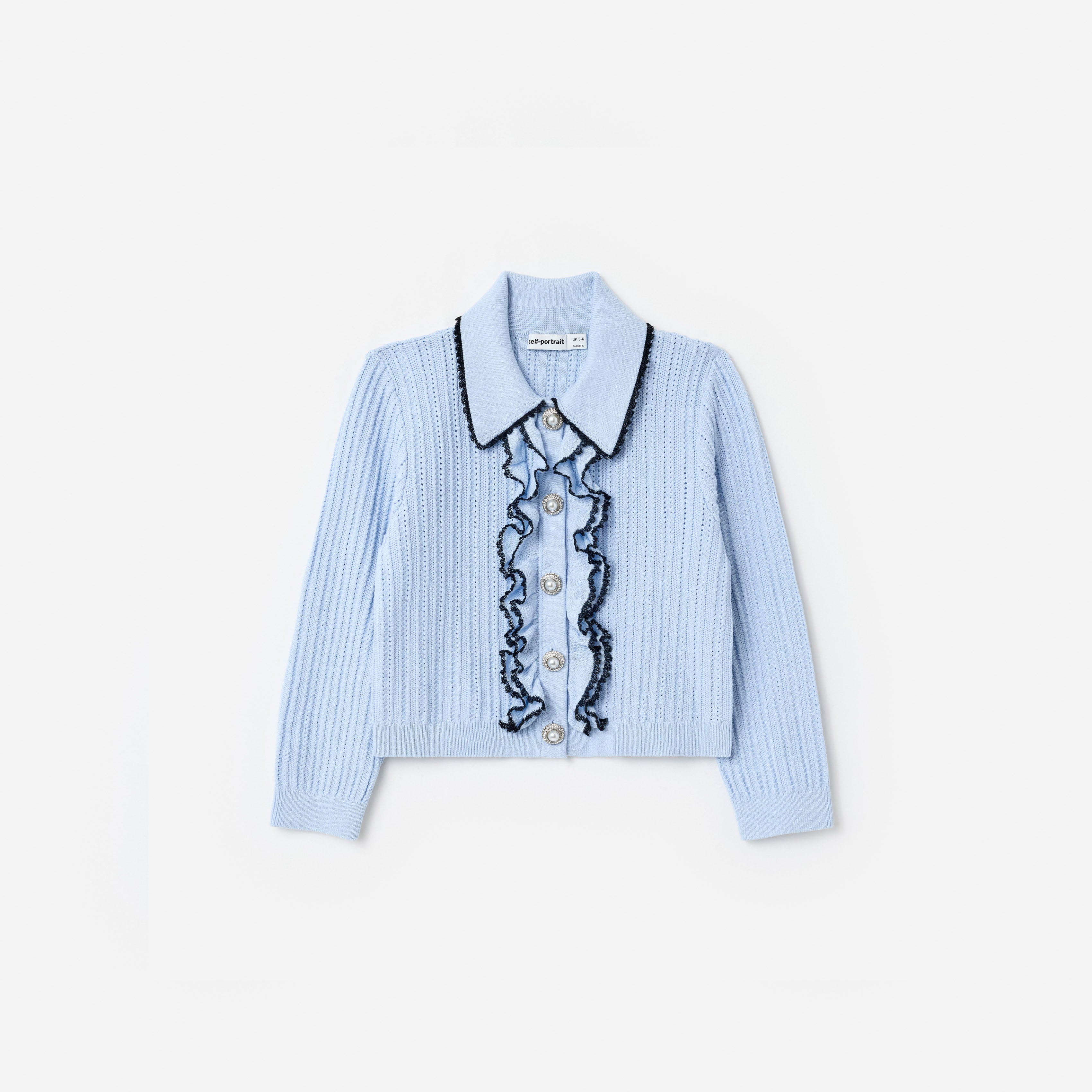 Blue Frill Trim Cardigan