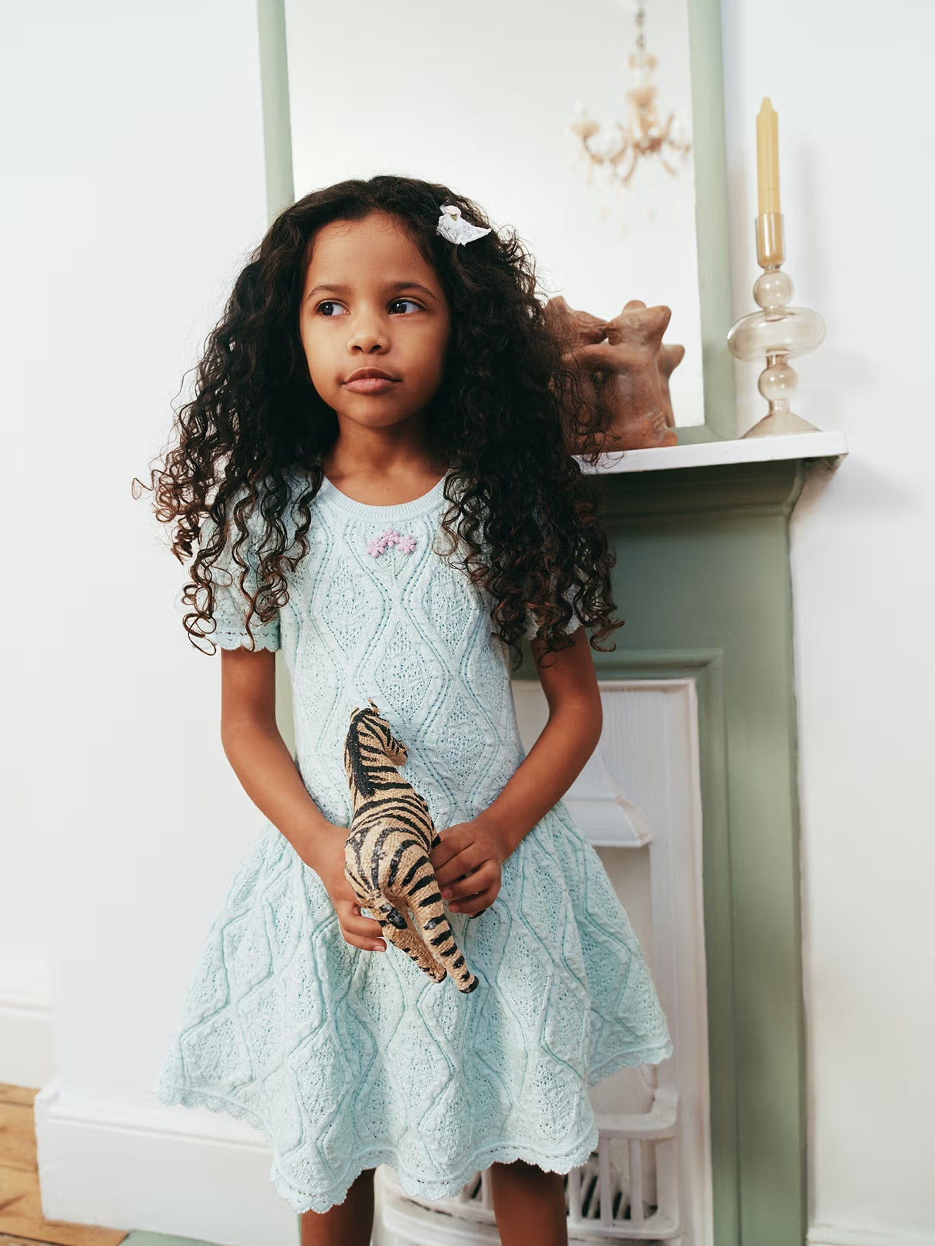 Mint Flower Embroidered Knit Dress