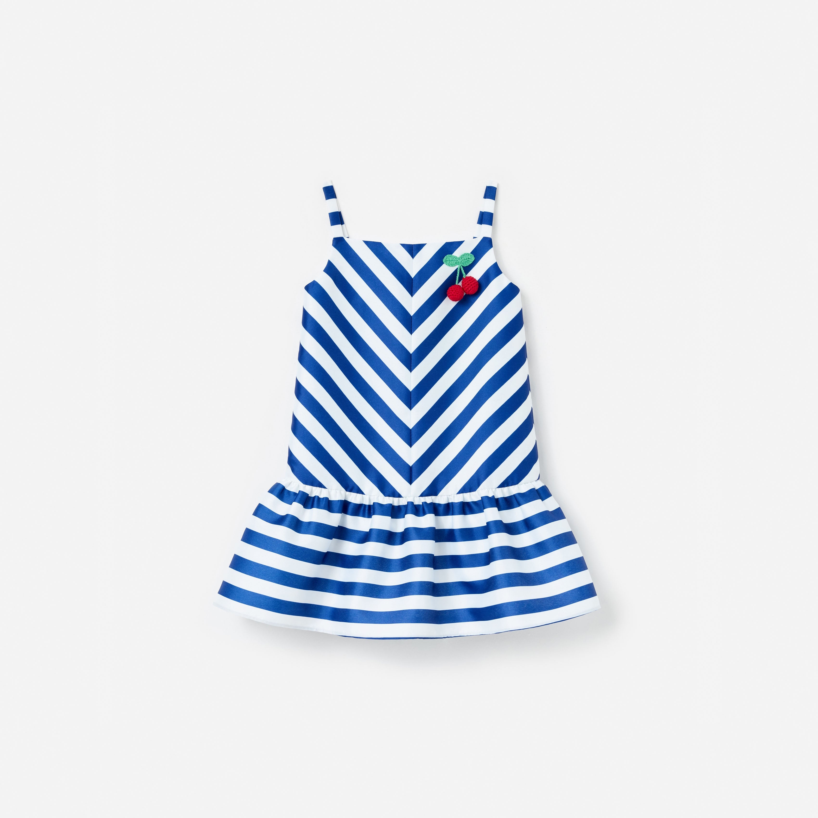 Navy Stripe Cherry Motif Dress – self-portrait-US