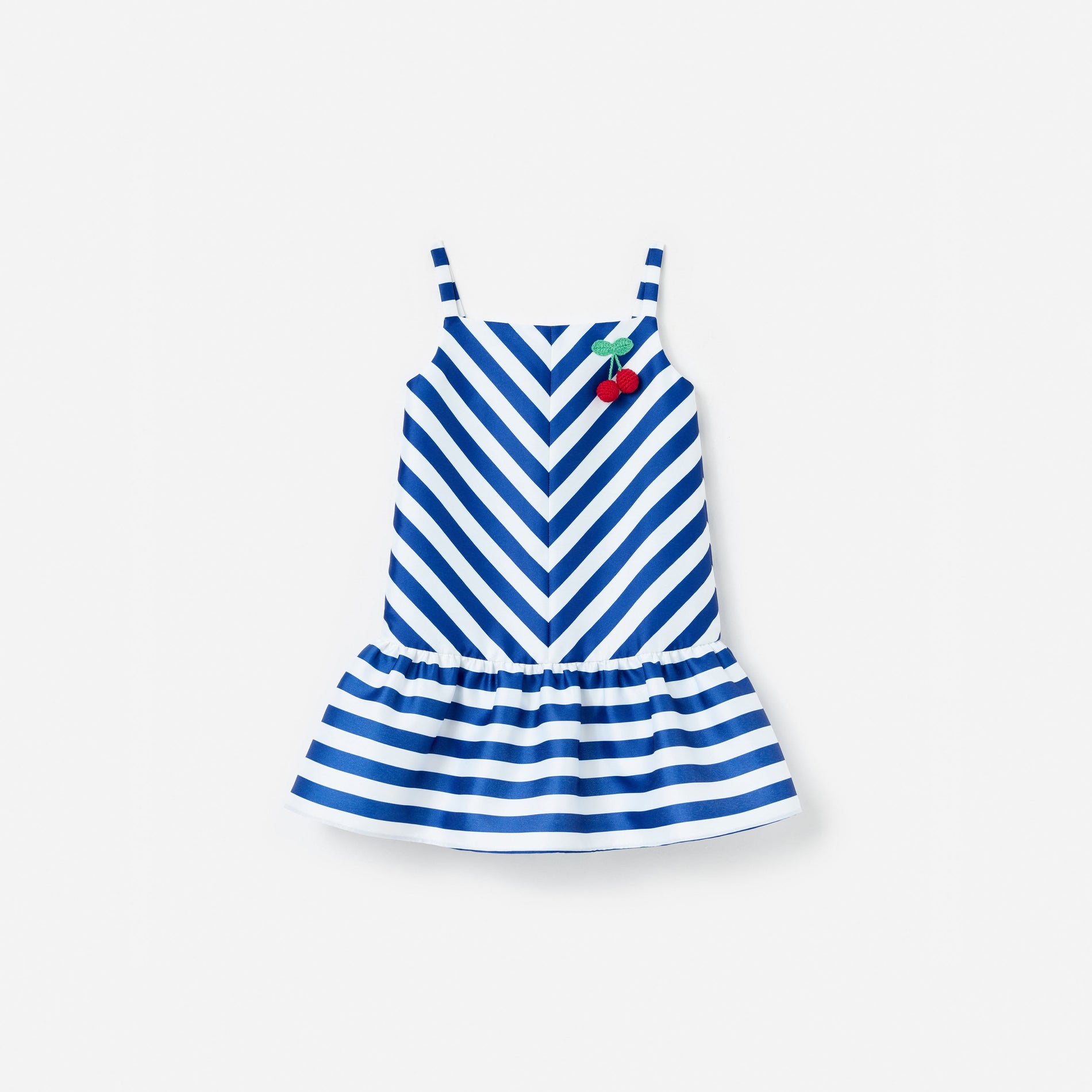 Navy Stripe Cherry Motif Dress