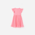 Pink Chiffon Lace Trim Dress