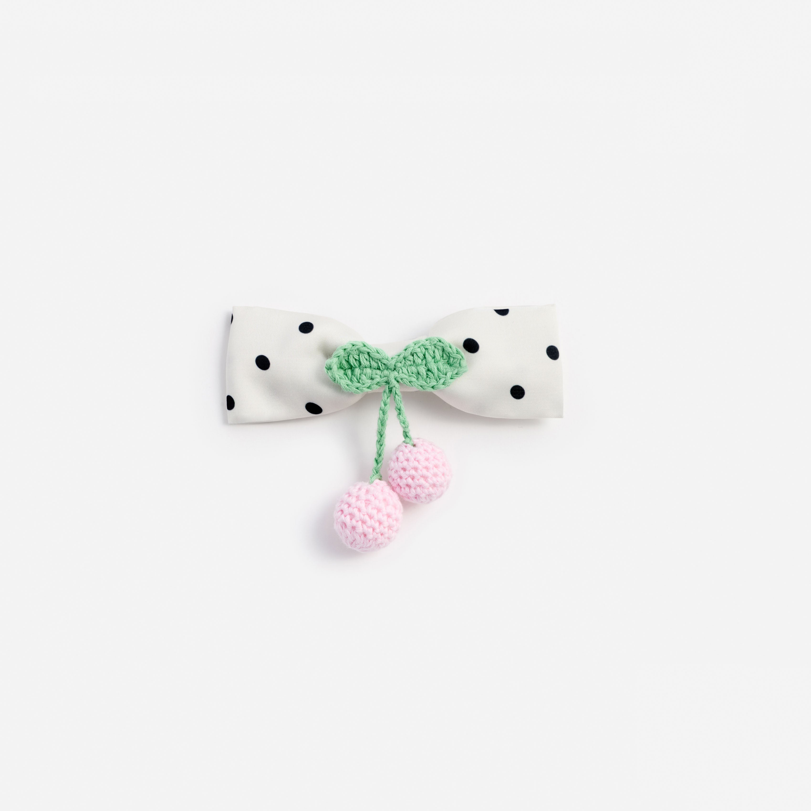 Cream Polka Dot Cherry Motif Hair Clip – self-portrait-US