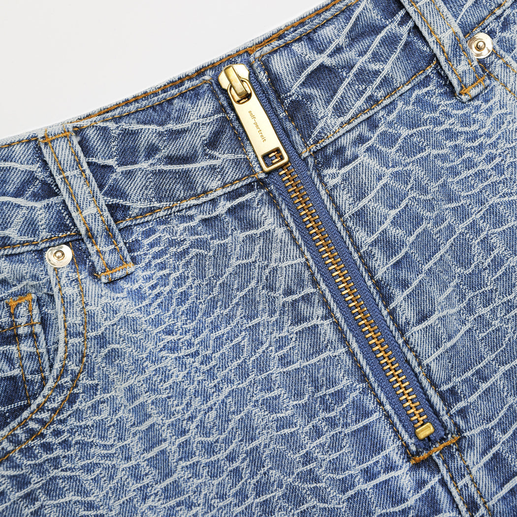 Croc Effect Straight Leg Jeans
