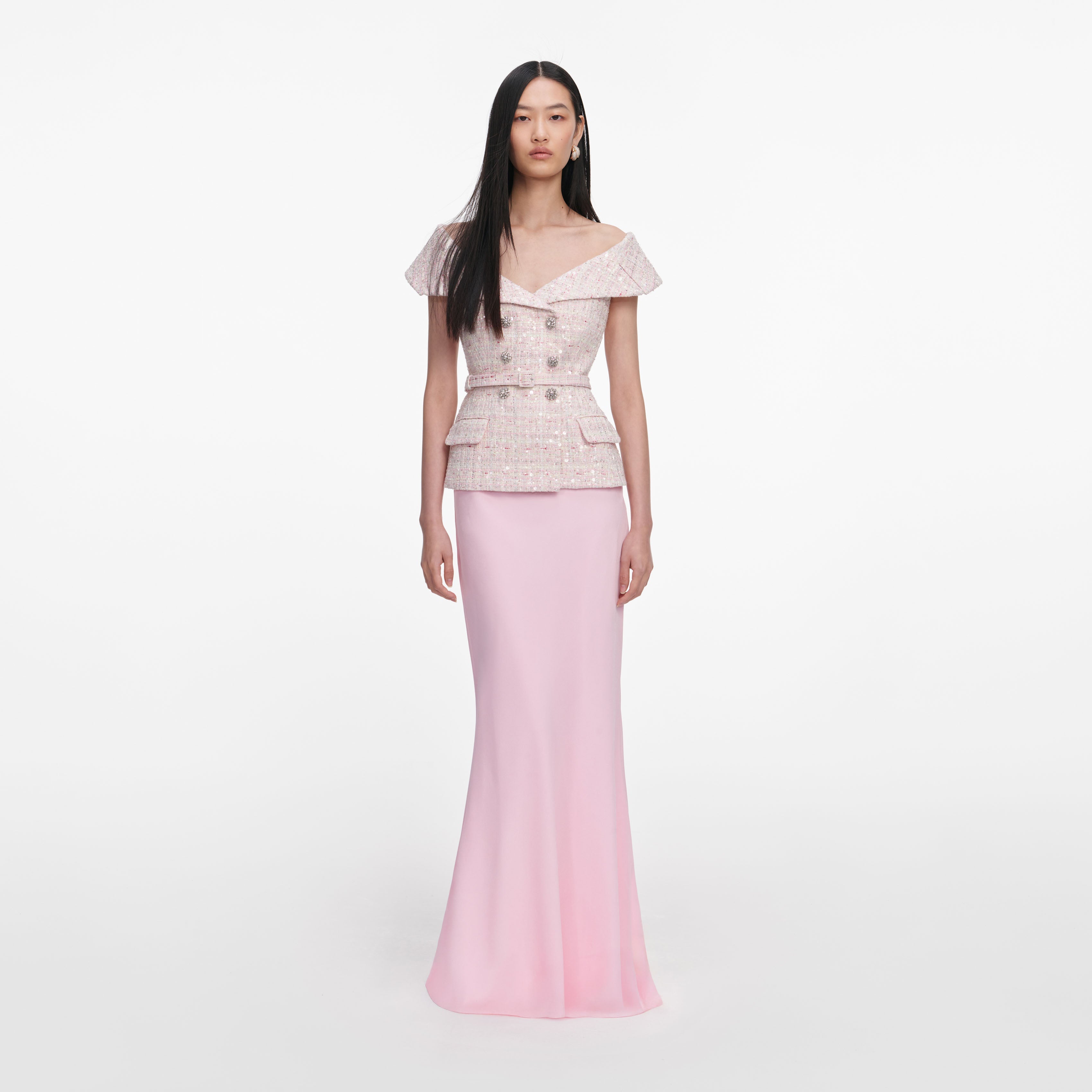 self portrait pink sequin dress self-portrait - Pink Flower Sequin Embellished Midi Dress