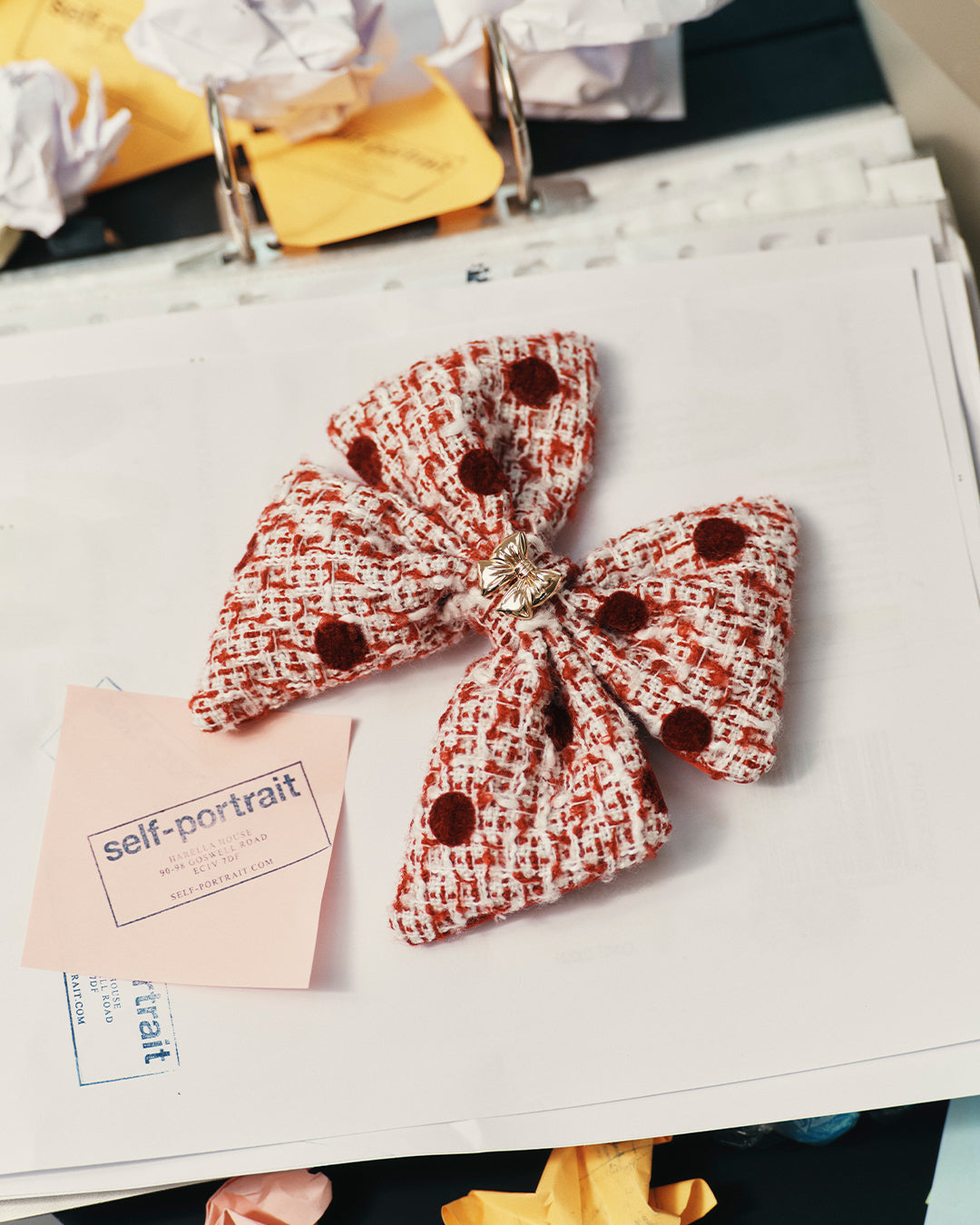 Burgundy Polka Dot Boucle Hair Bow