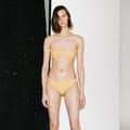 Yellow Logo Printed Ruched Bikini Briefs