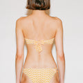 Yellow Logo Printed Ruched Bikini Briefs