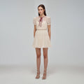 Ivory Macrame Lace Chiffon Mini Dress