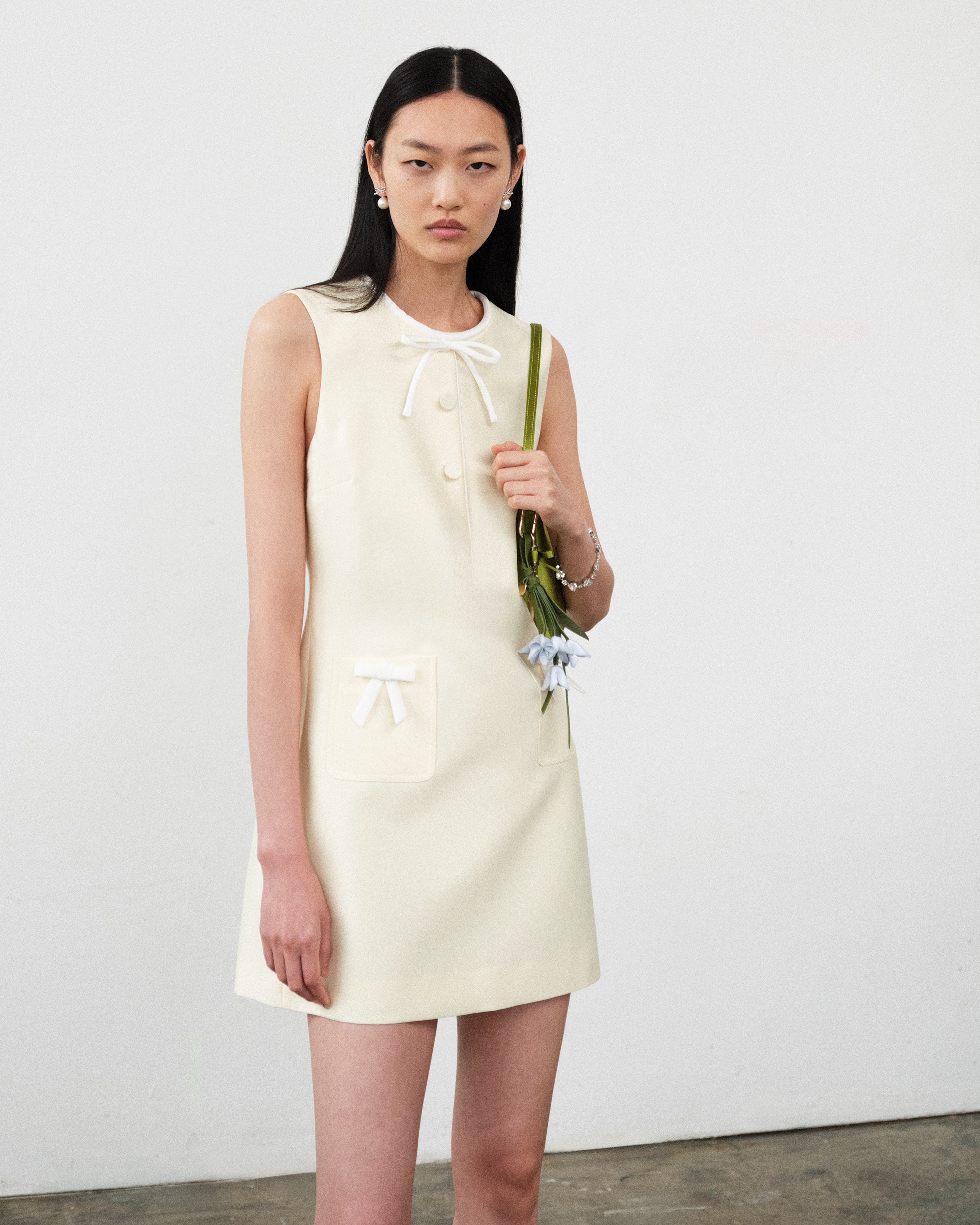 Yellow Taffeta Bow Mini Dress