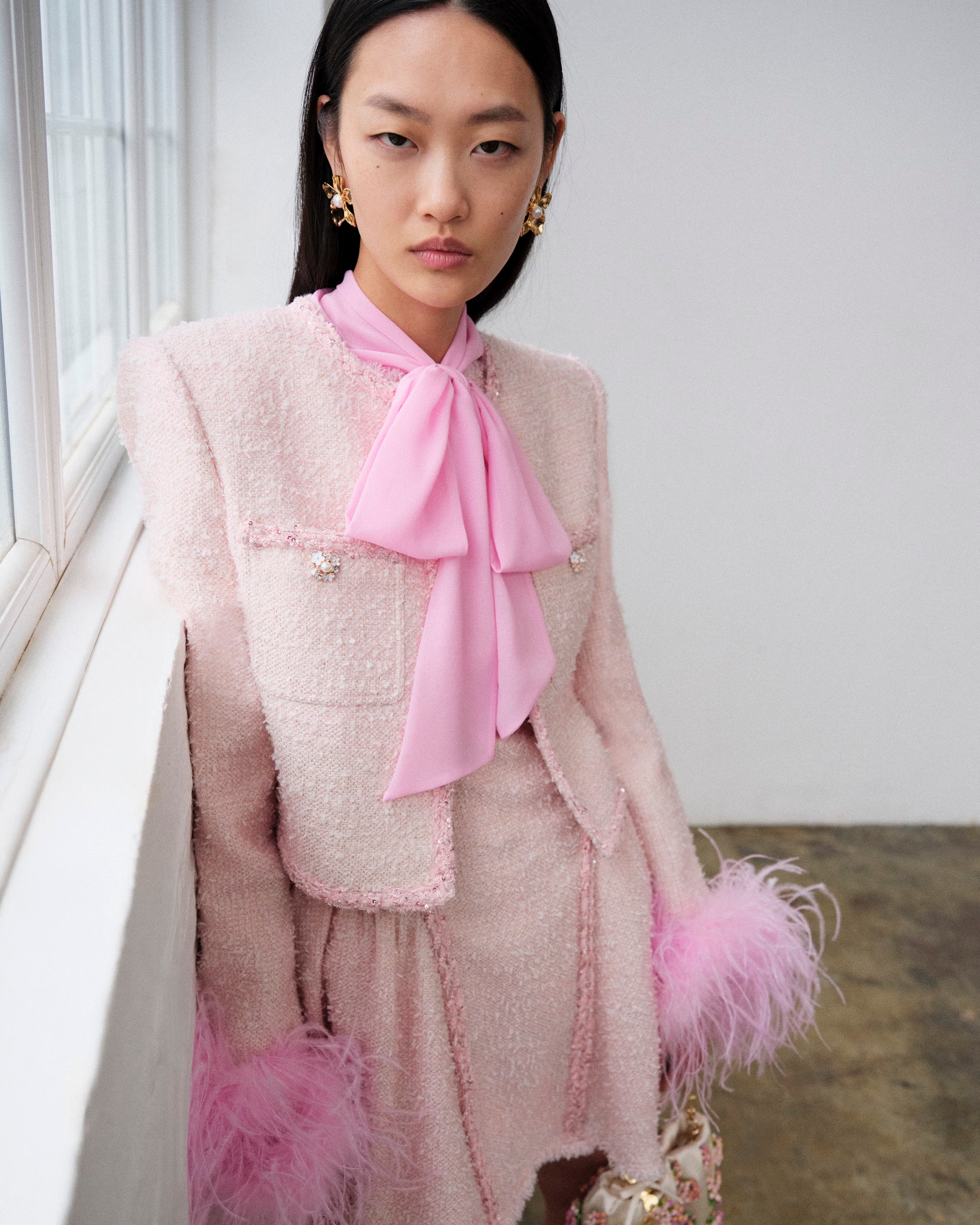 Pink Boucle Jacket – self-portrait-US