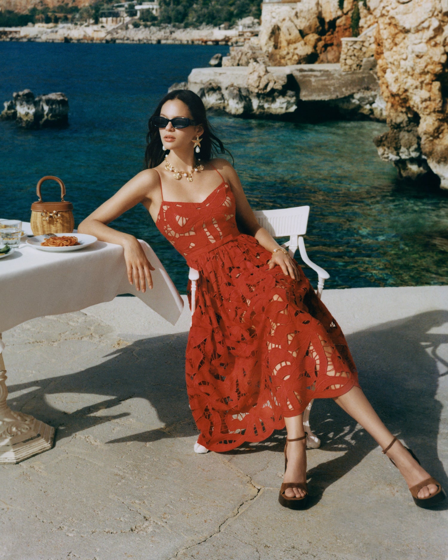 Red Bow Embroidered Midi Dress – self-portrait-US Red Bow Embroidered Midi Dress – self-portrait-US