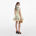 Yellow Floral Organza Mini Dress