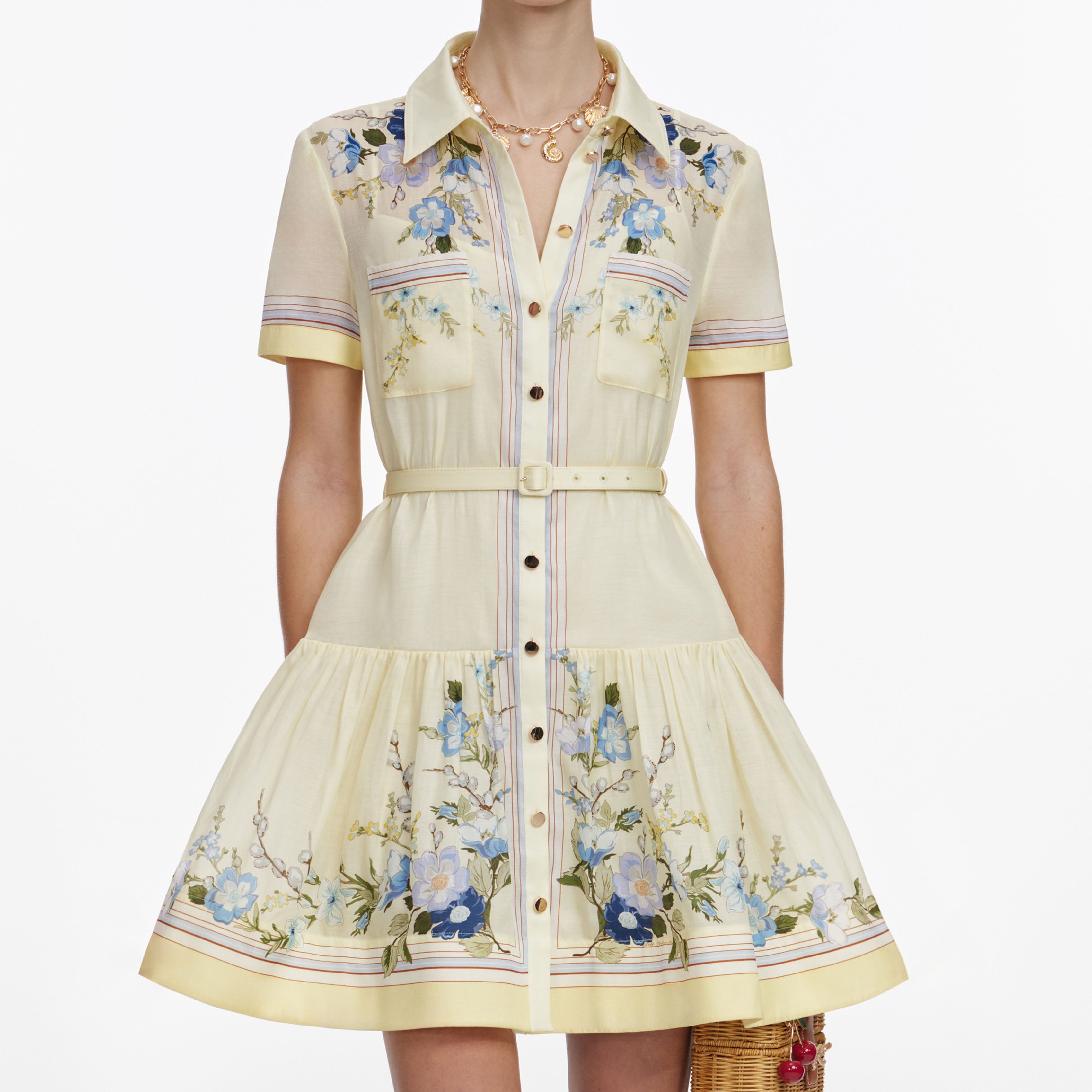 SALE ＊ Self Portrait >> アブストラクト フローラルドレス Yellow Floral Organza Mini Dress – self-portrait-US
