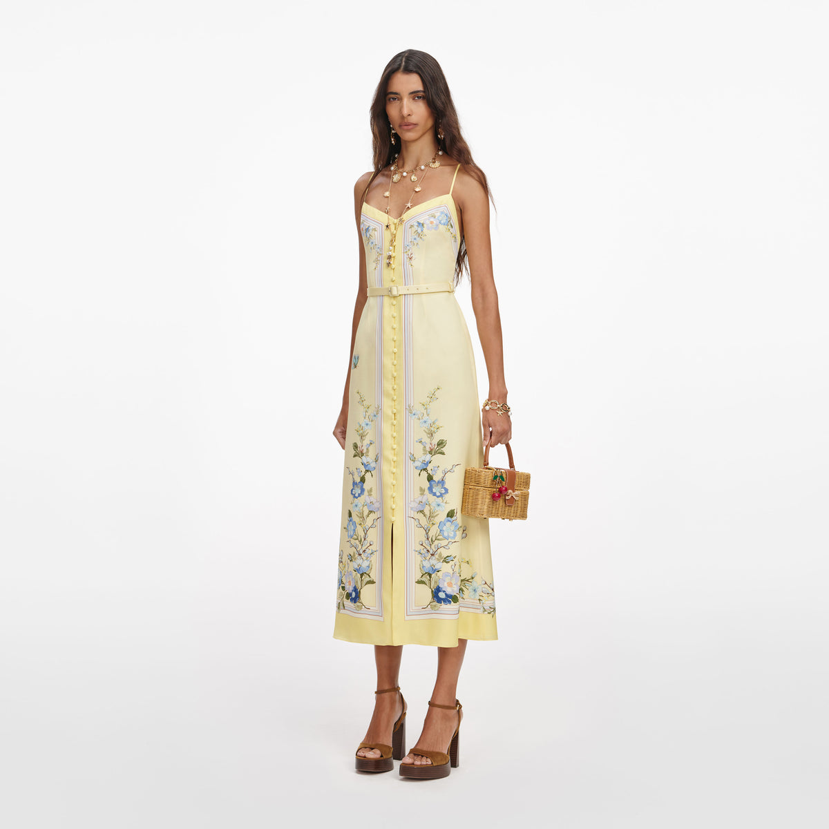 green and yellow floral midi dress Ophelia Dress main image 0