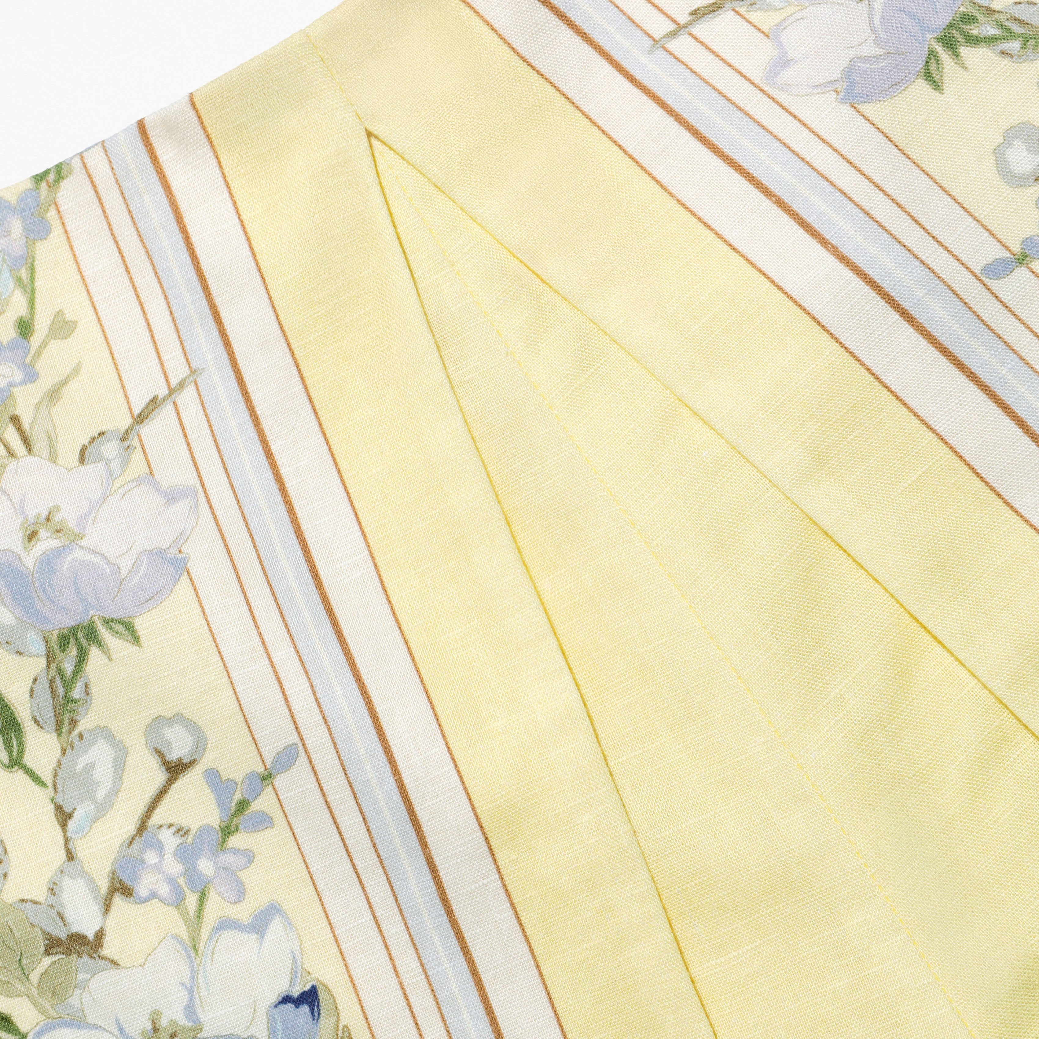 Yellow Floral Linen Shorts