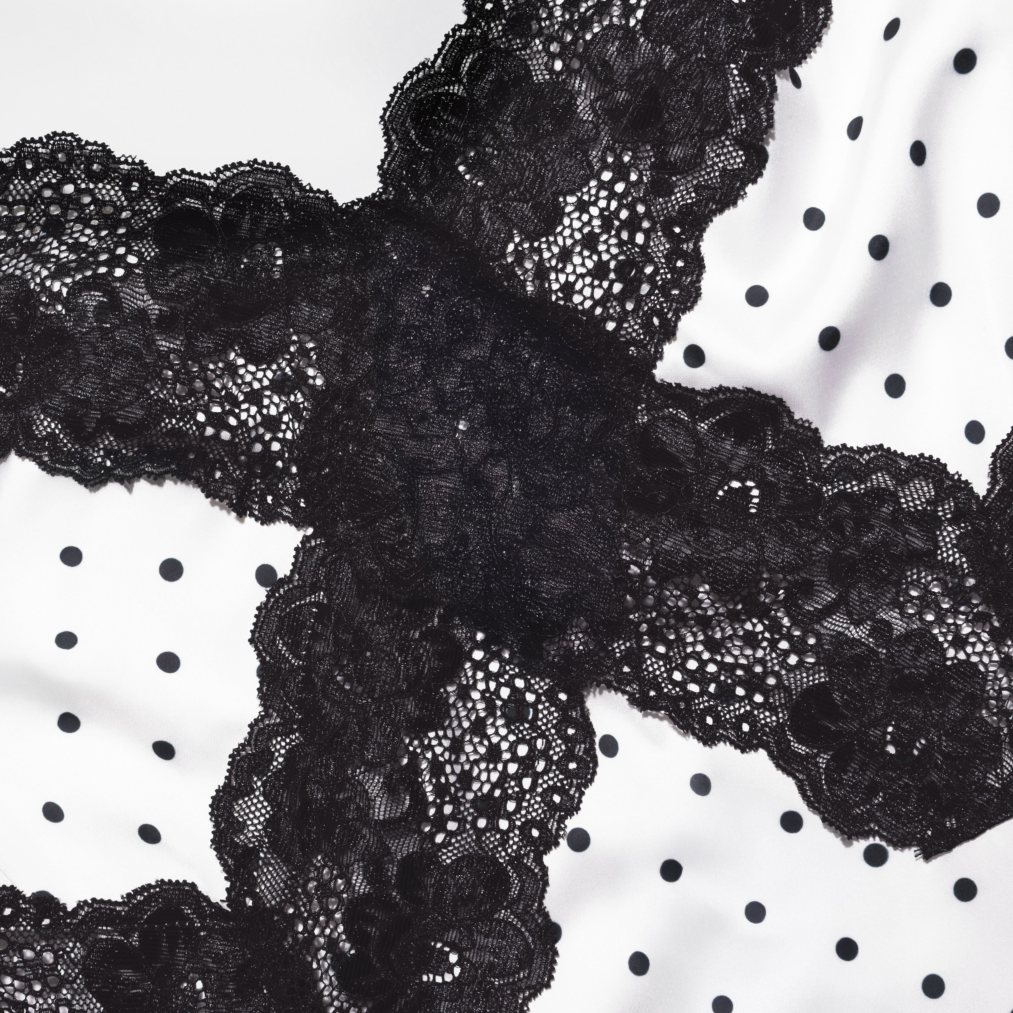 White Polka Dot Satin Lace Maxi Dress