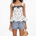 White Polka Dot Linen Top