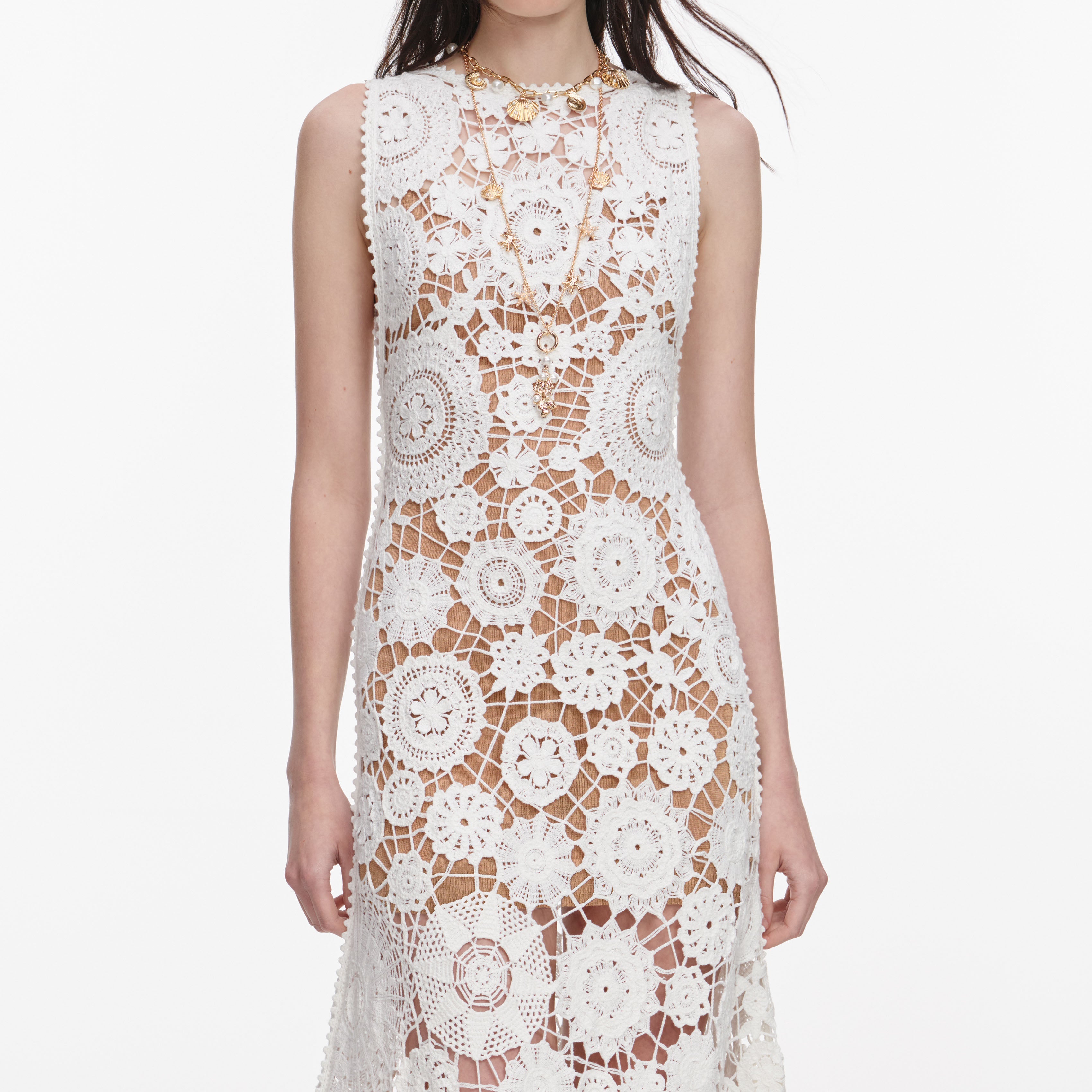 White Crochet Maxi Dress – self-portrait-US