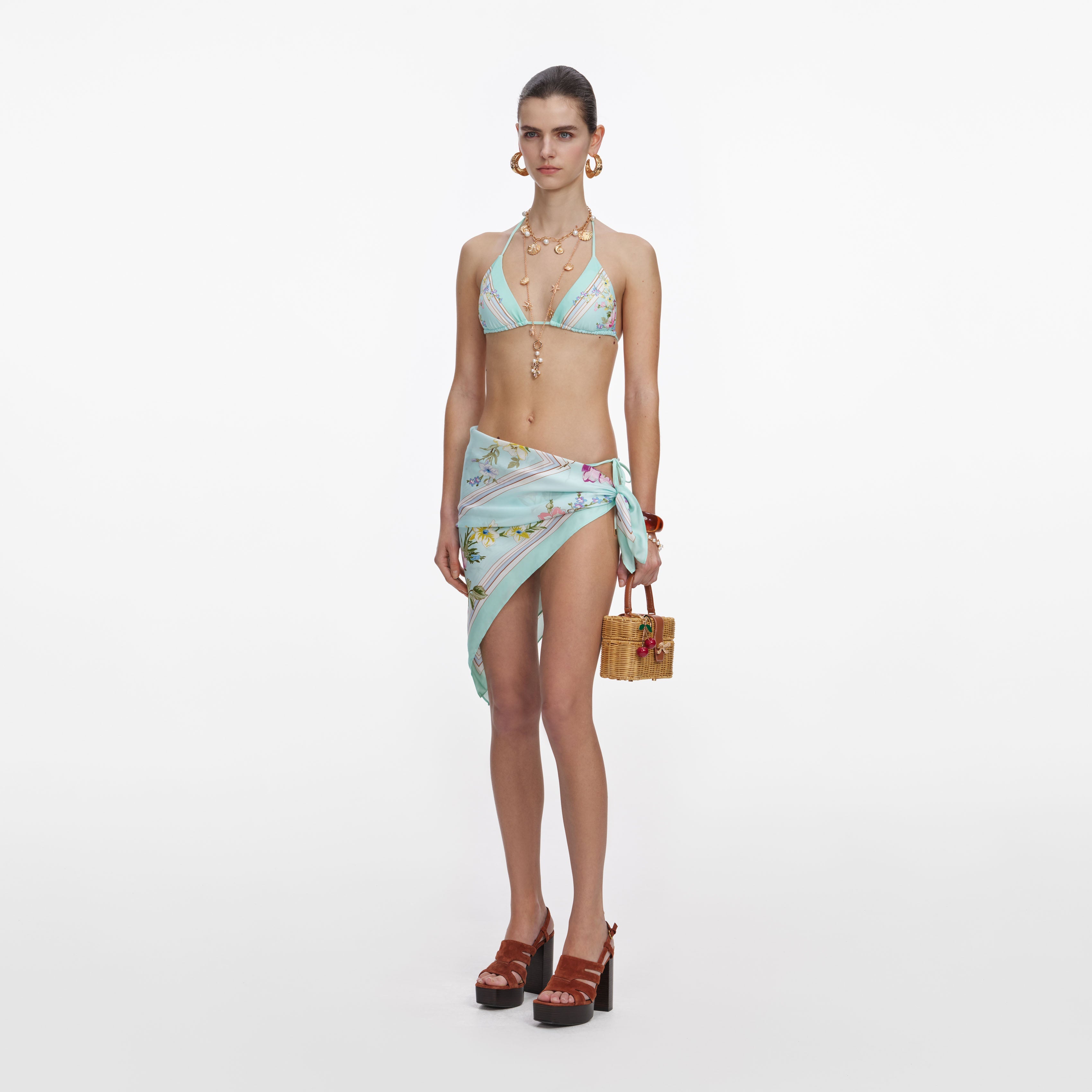 Mint Floral Bikini Top