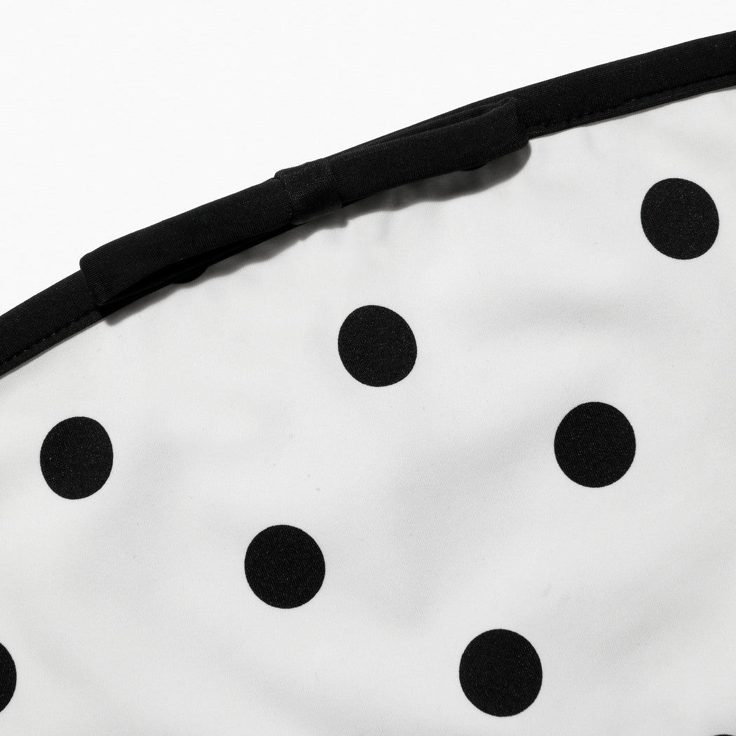 A close up of the fabric for the White Polka Dot Bikini Top