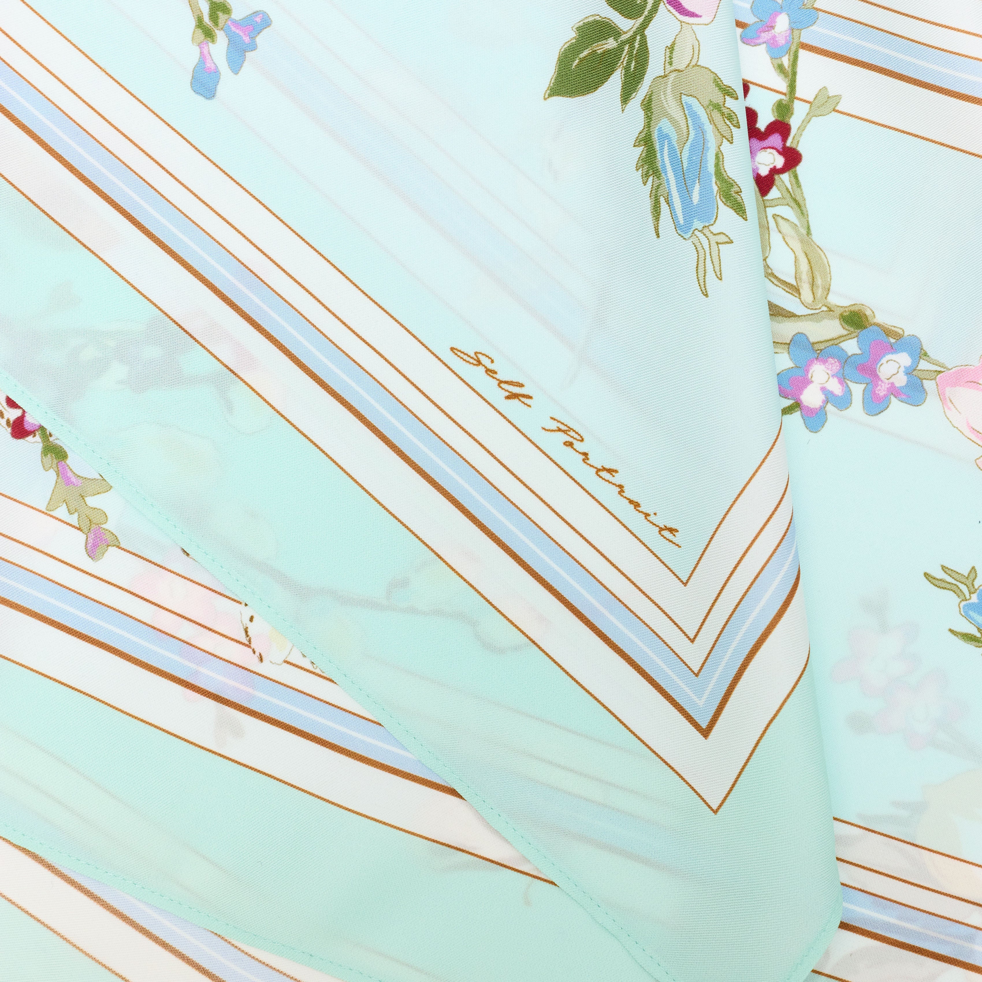 Mint Floral Scarf – self-portrait-US
