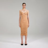 Nude Power Mesh Midi Dress