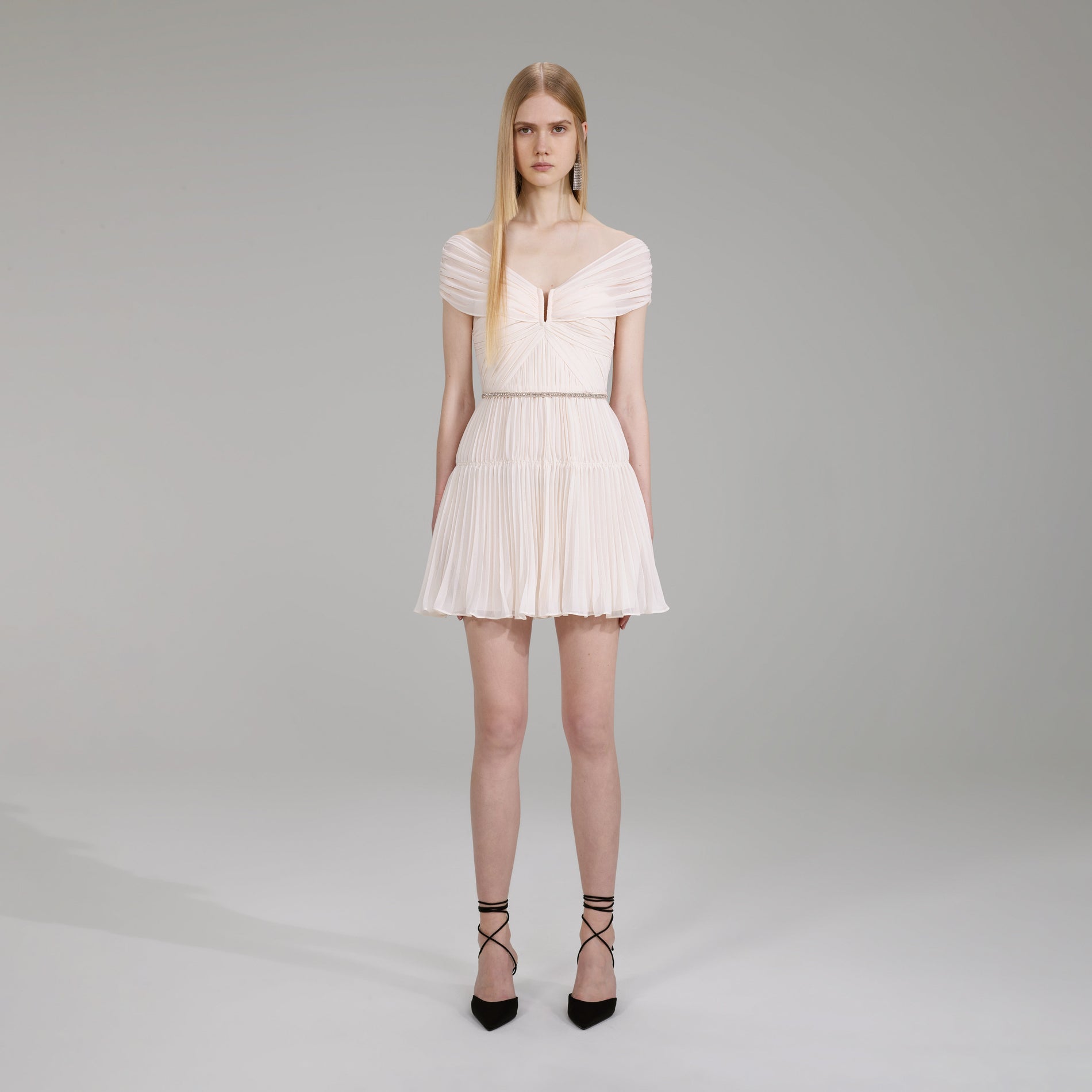 Cream Chiffon Mini Dress