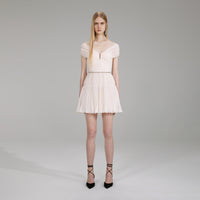 Cream Chiffon Mini Dress