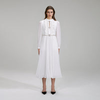 Ivory Ruffled Bib Midi Dress