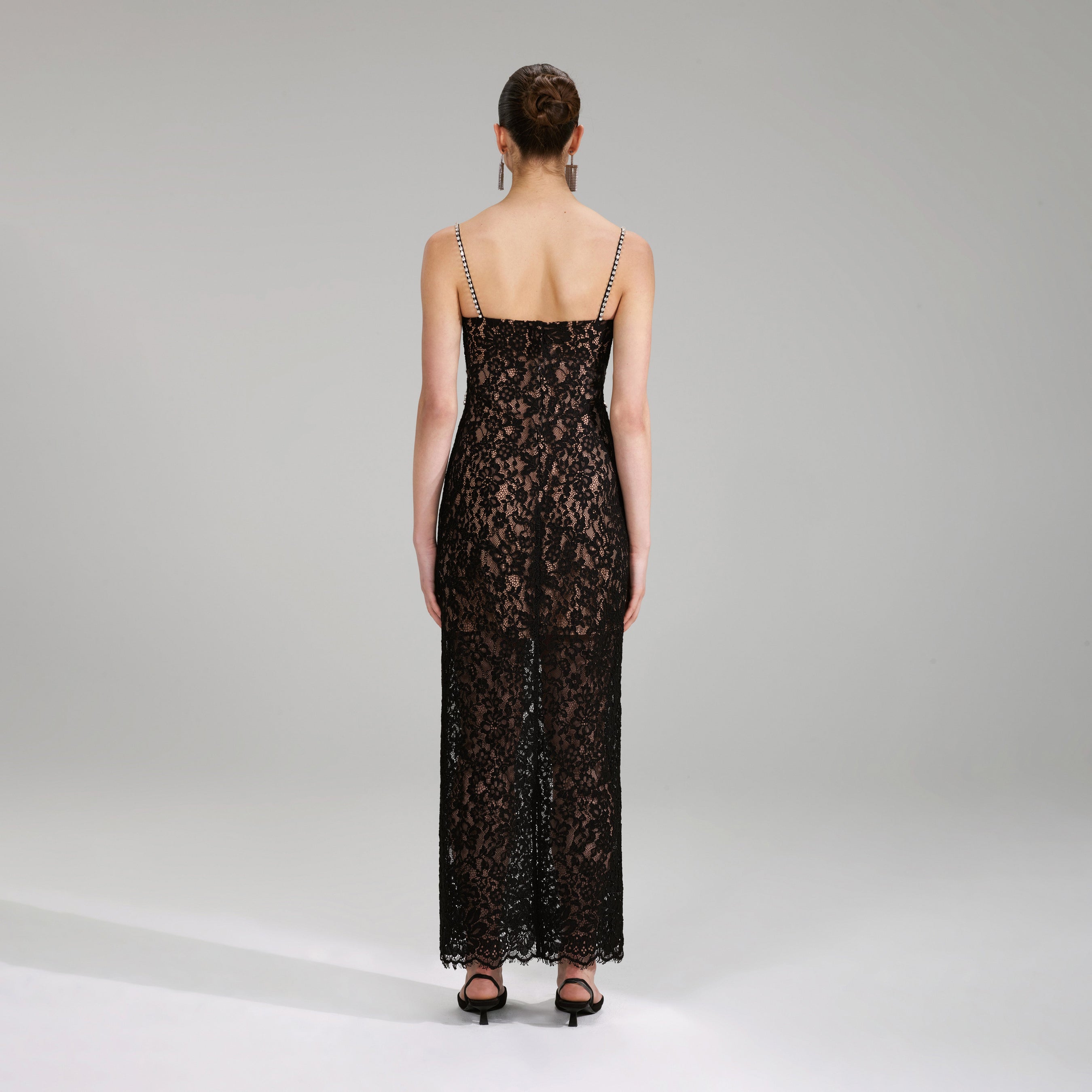 Black Fine Lace Maxi Dress