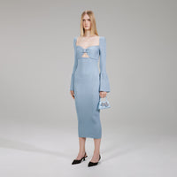 Light Blue Lurex Knit Midi Dress