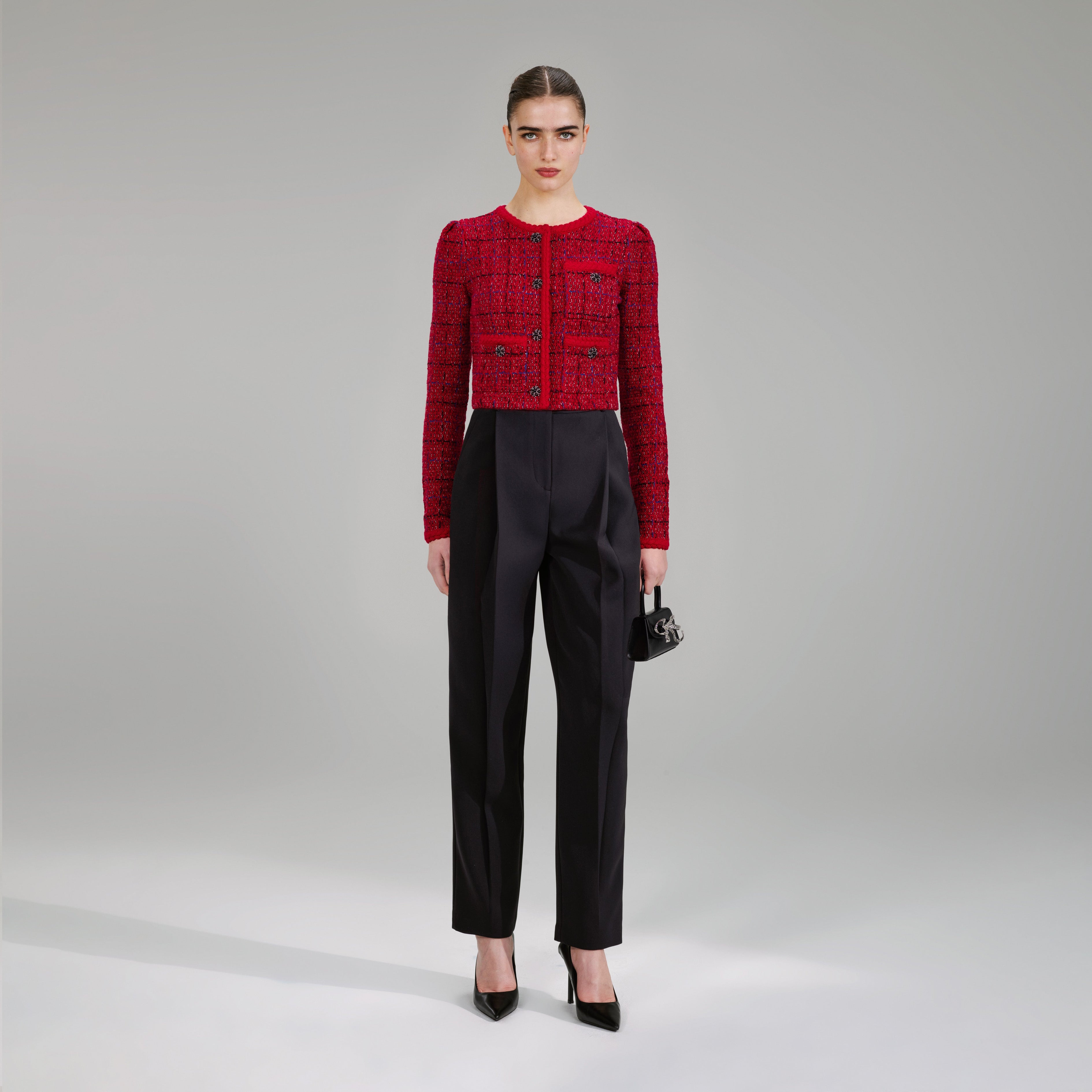 Red Melange Knit Jacket