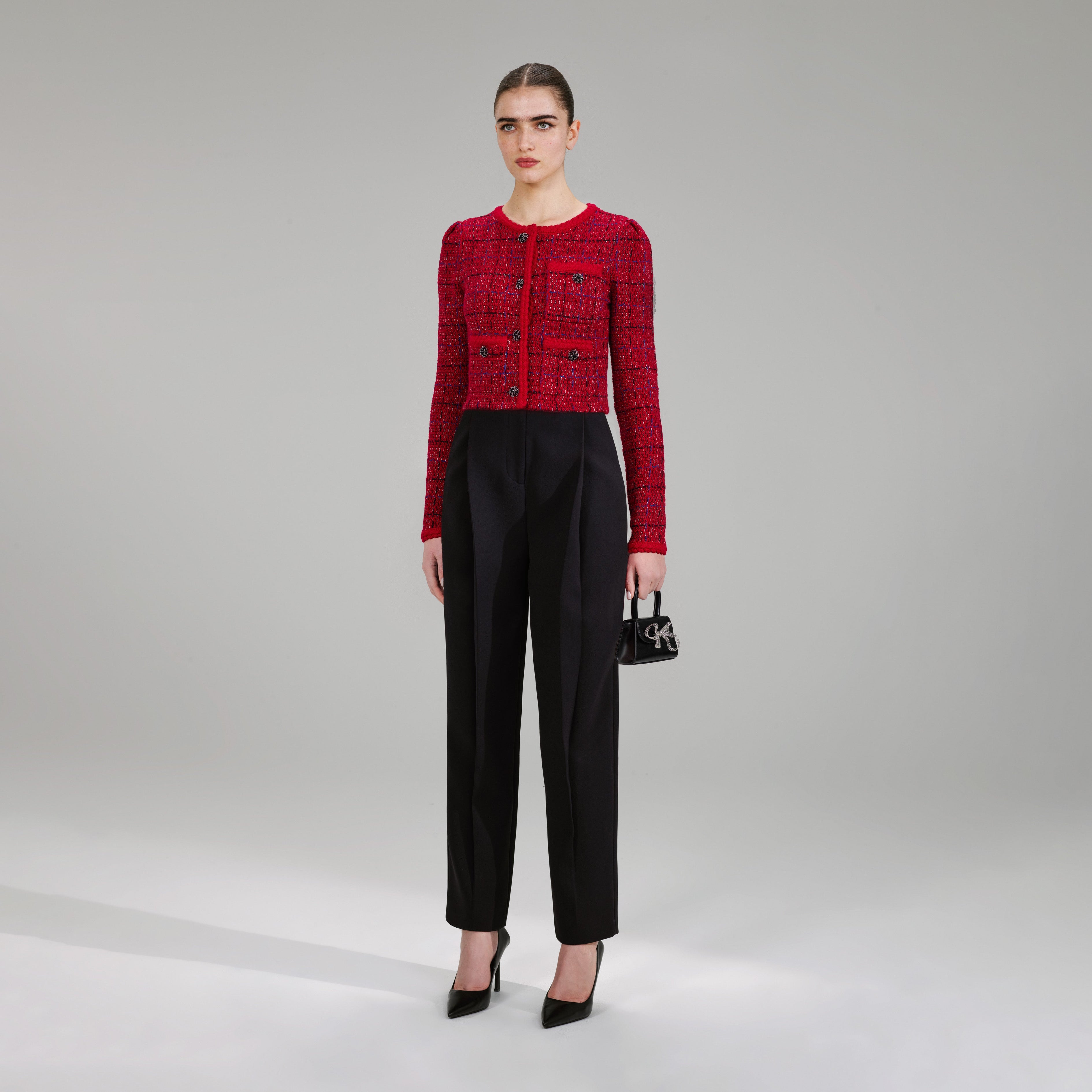 Red Melange Knit Jacket