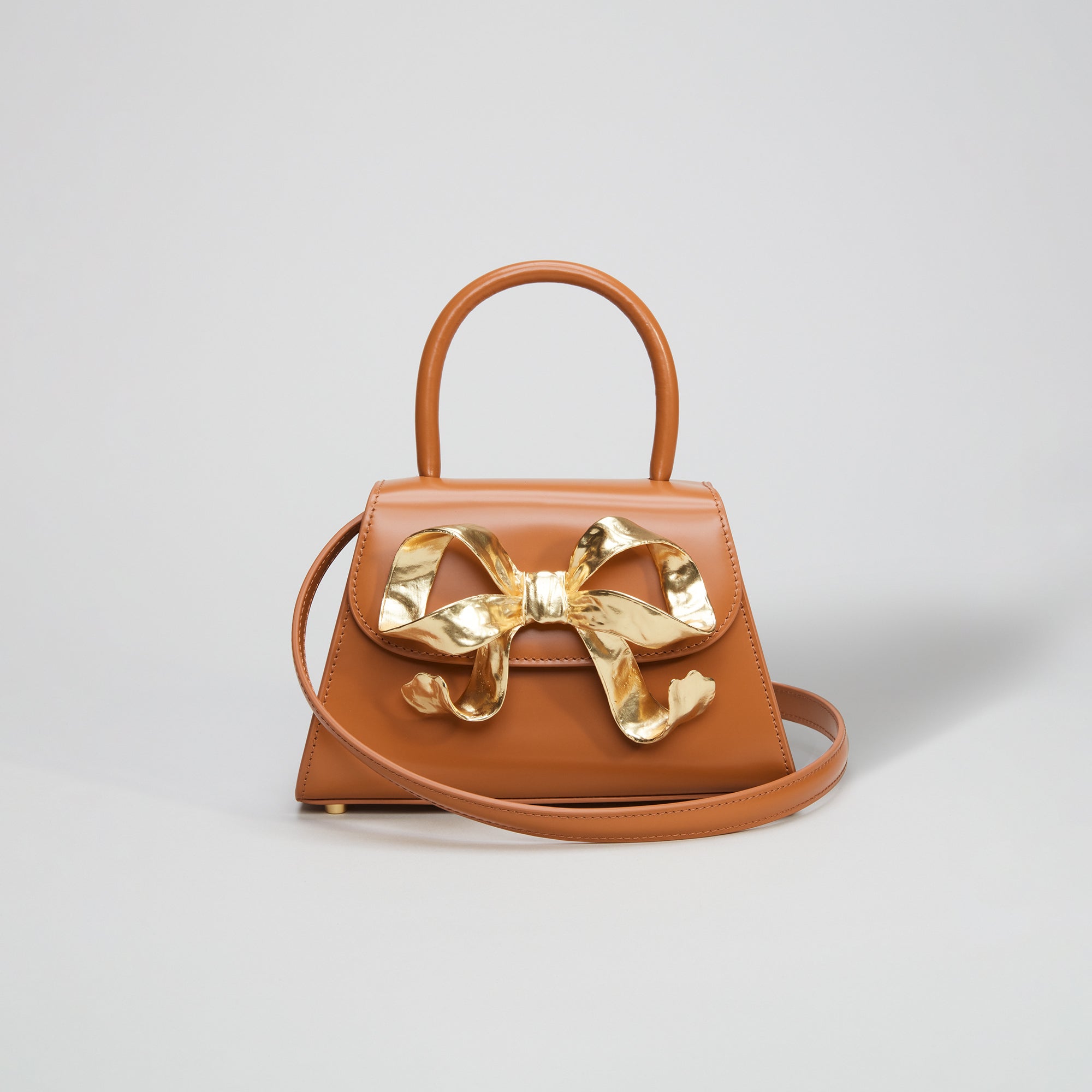 The Bow Mini in Tan with Gold Hardware