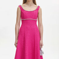 Fuchsia Boucle Midi Dress