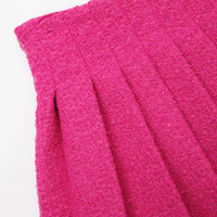 Fuchsia Boucle Pleated Mini Skirt