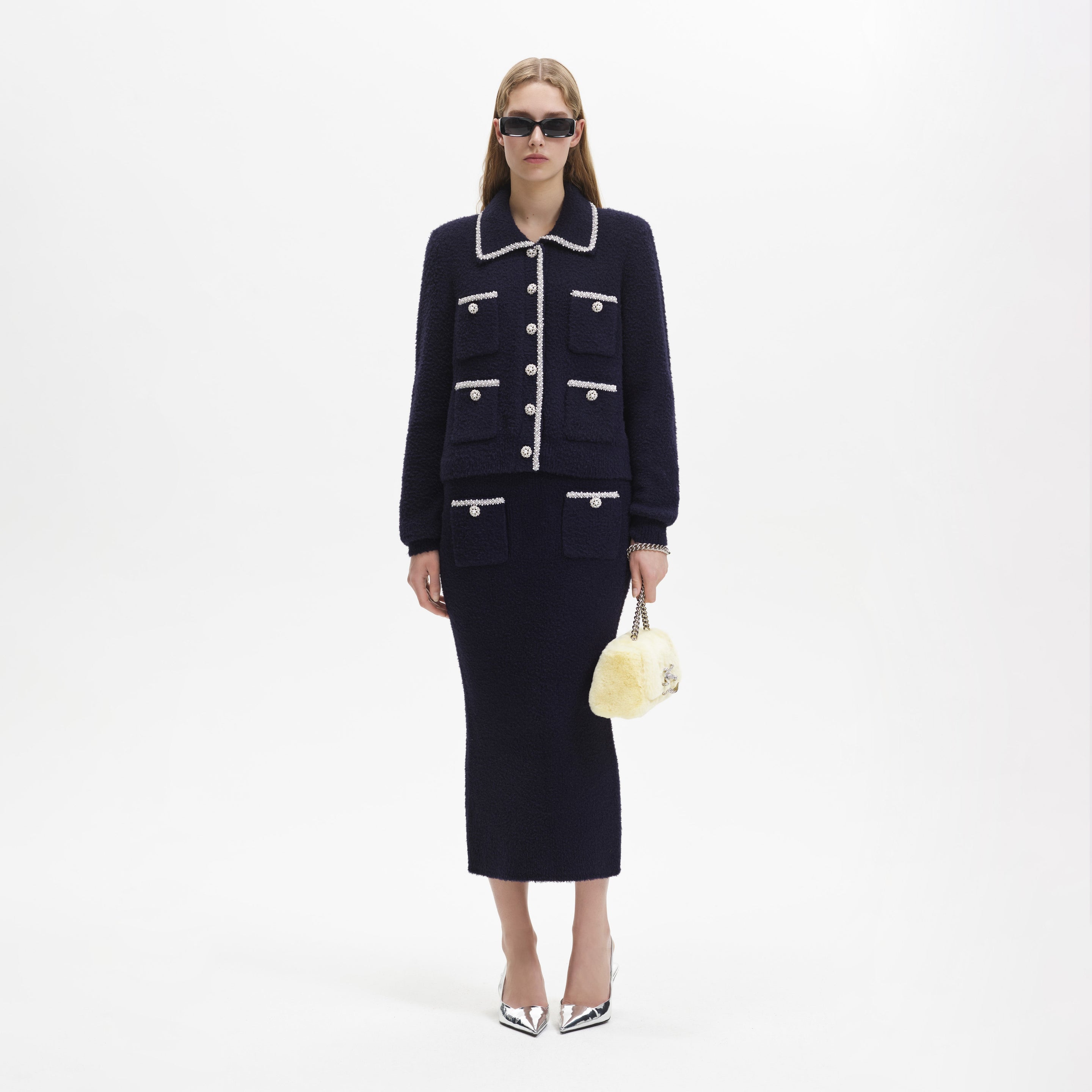 Chanel Black Knit Asymmetrical Long Sleeve Top M Chanel