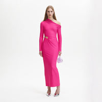 Pink Jersey Cut Out Maxi Dress