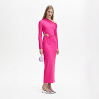 Pink Jersey Cut Out Maxi Dress