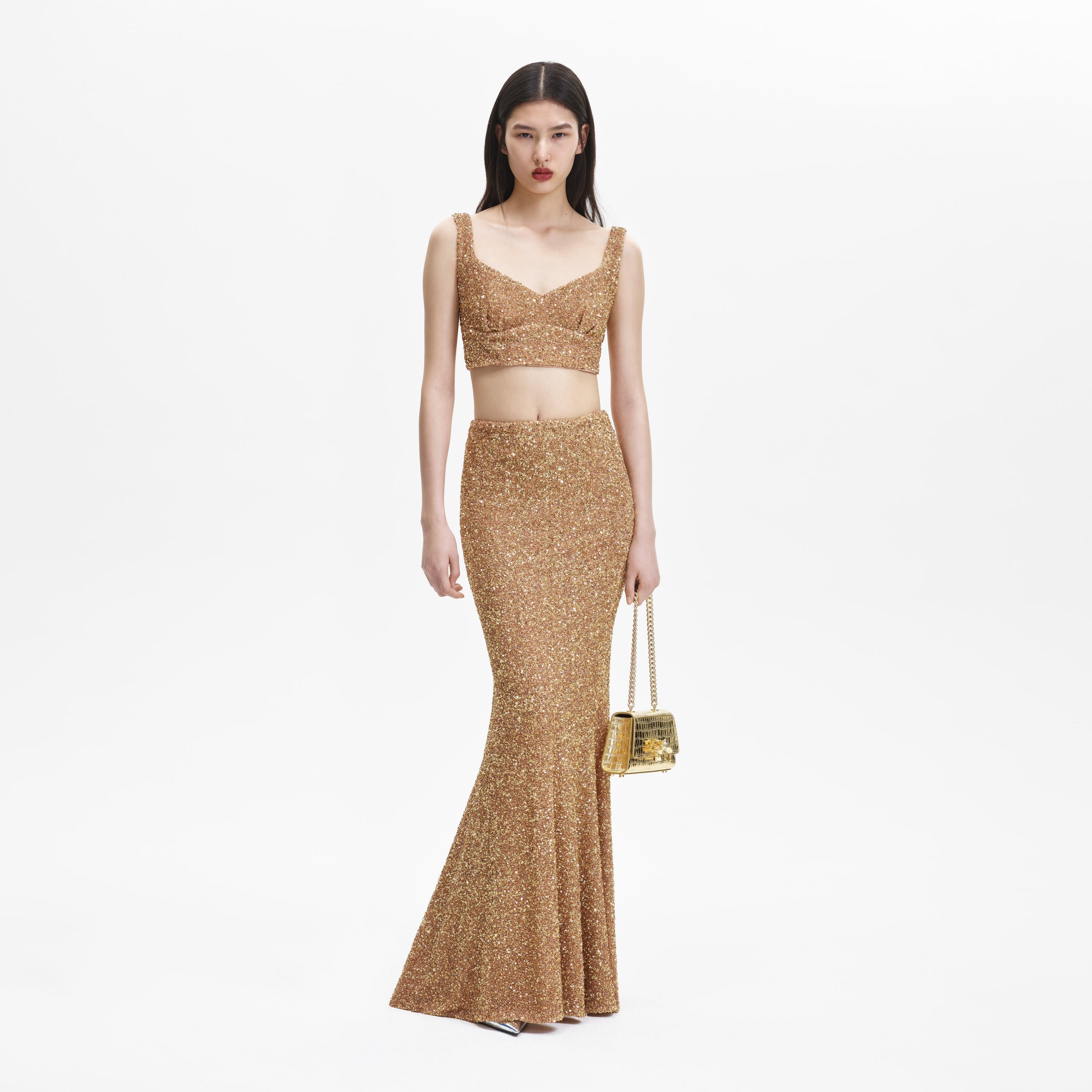 Gold Sequin Maxi Skirt