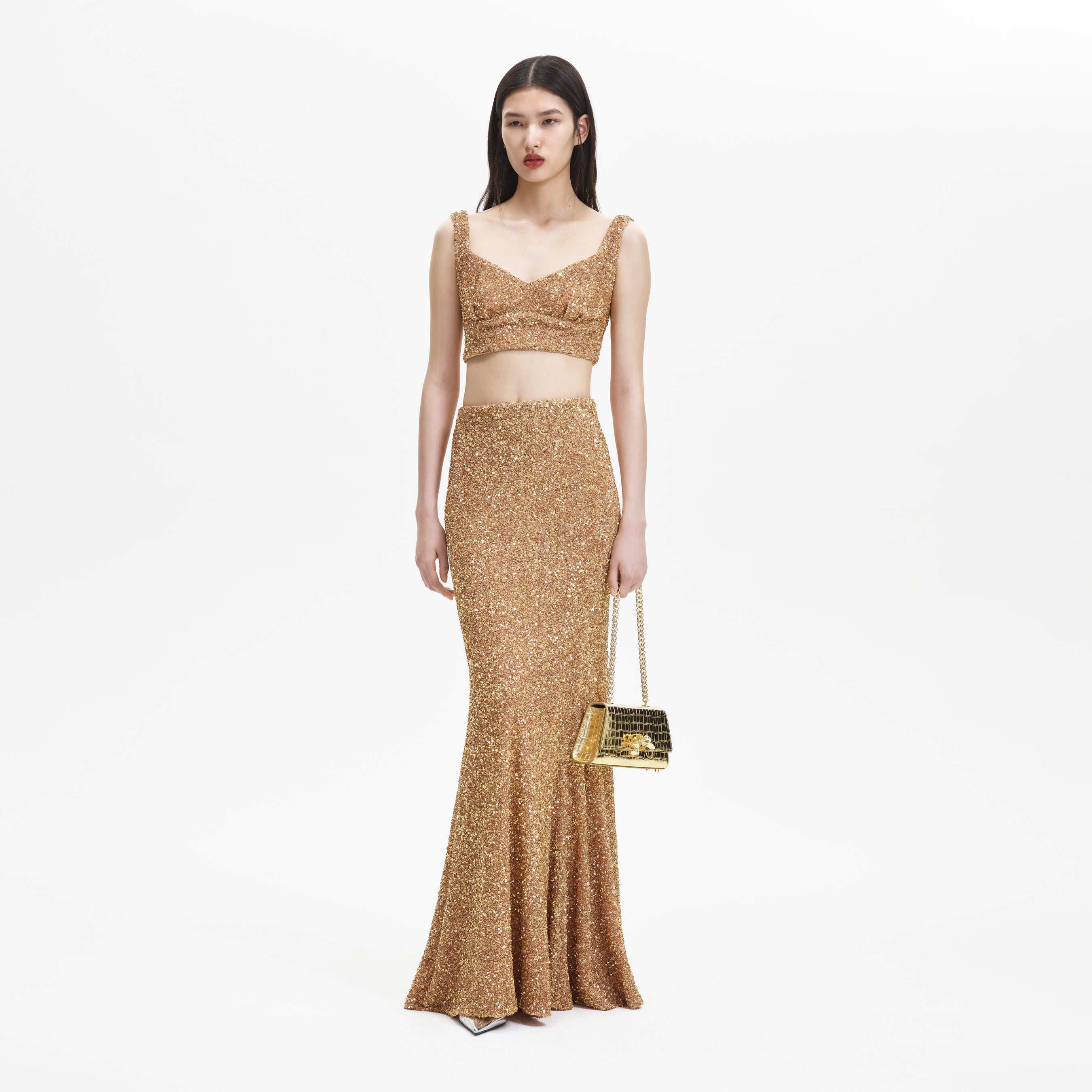 Gold Sequin Maxi Skirt