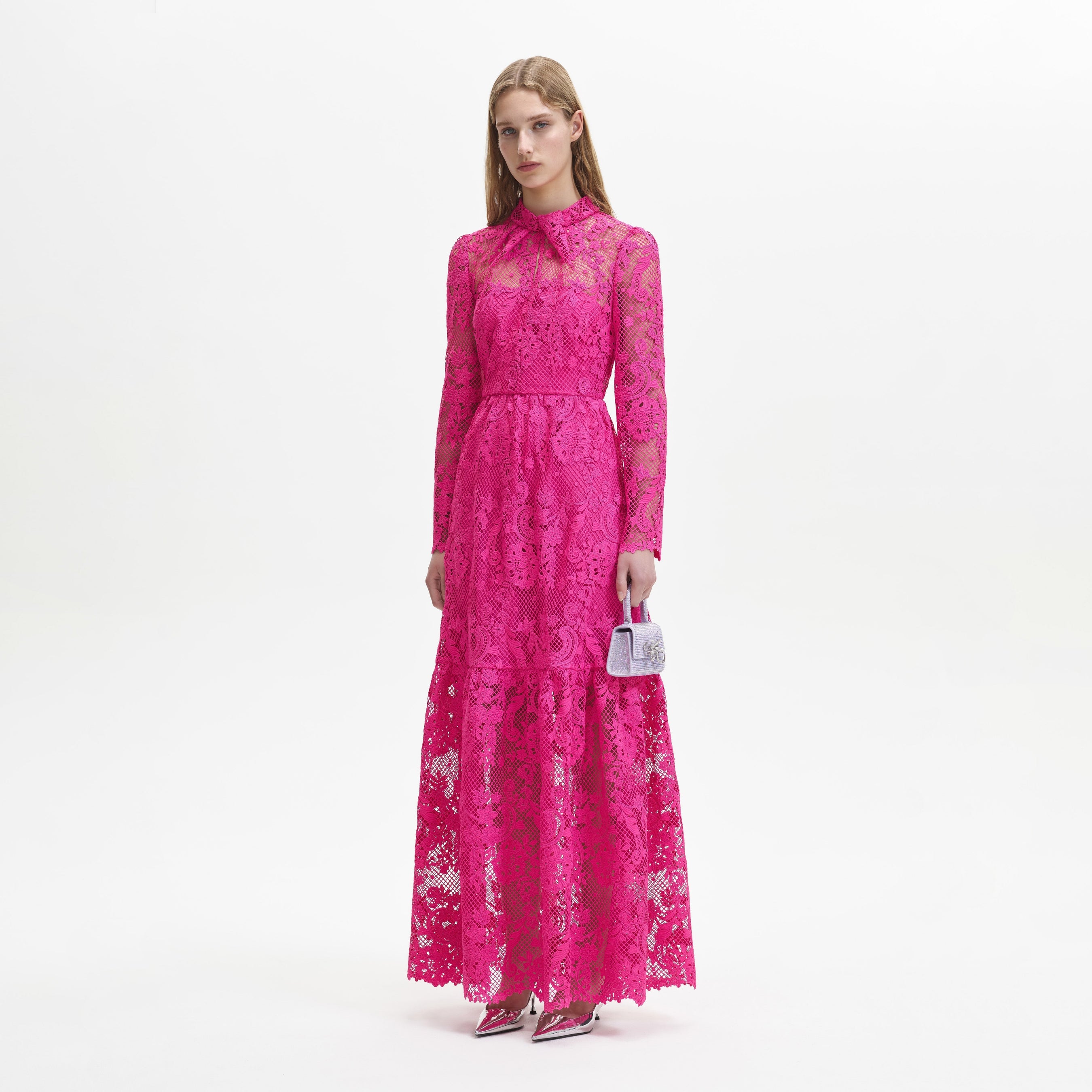 Pink Lace Maxi Dress