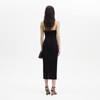 Black Velvet Strapless Midi Dress