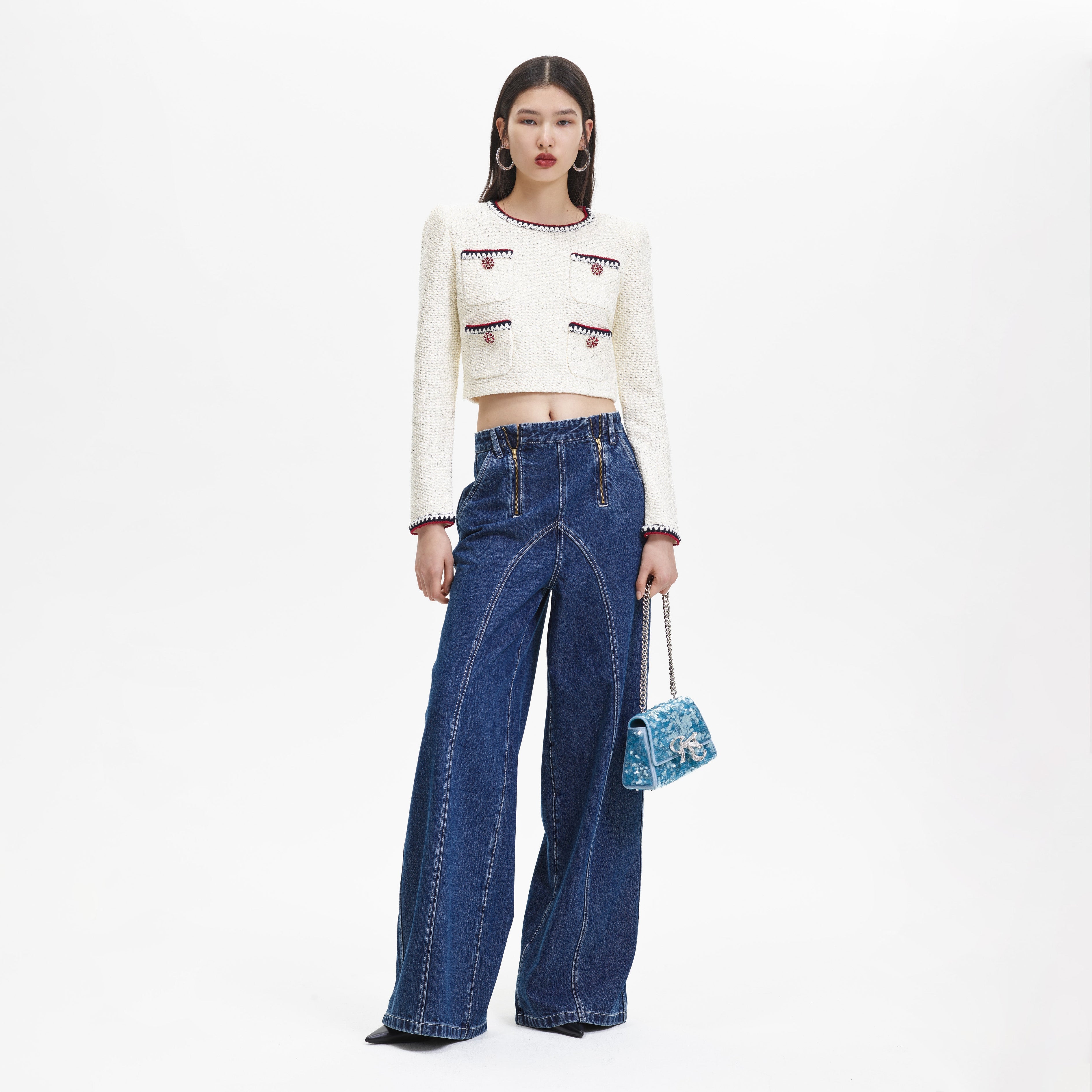 Cream Sequin Knit Top