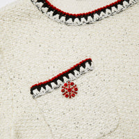 Cream Sequin Knit Top